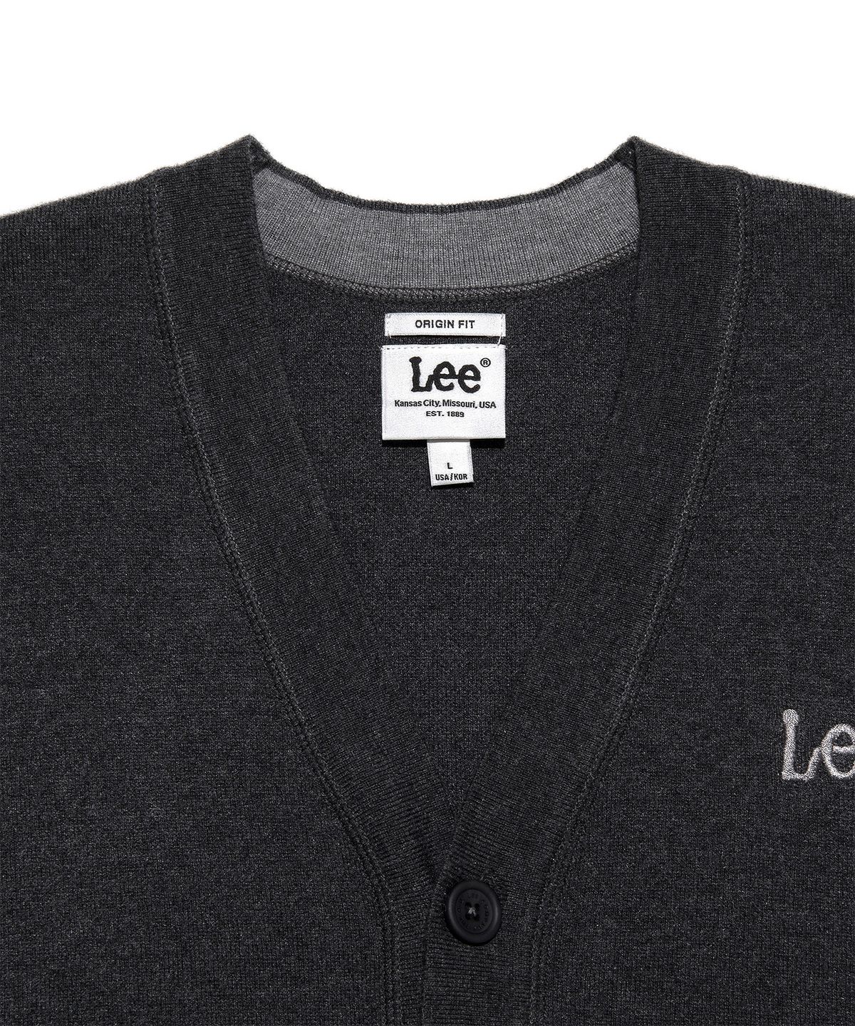 리(LEE) 울 브이넥 가디건 차콜