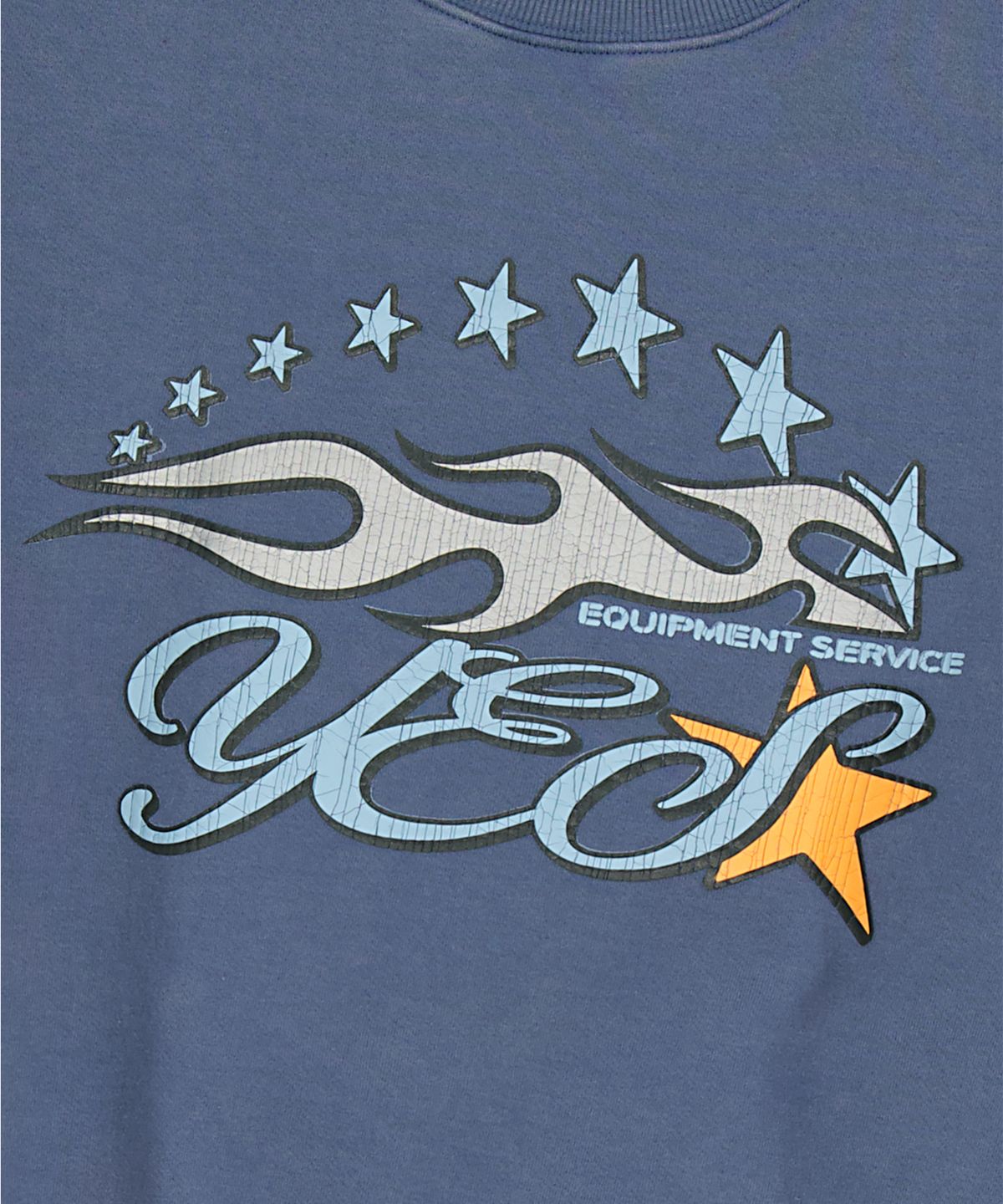 예스아이씨(YESEYESEE) Y.E.S Cracked Flame Logo Sweatshirt Smoky Blue