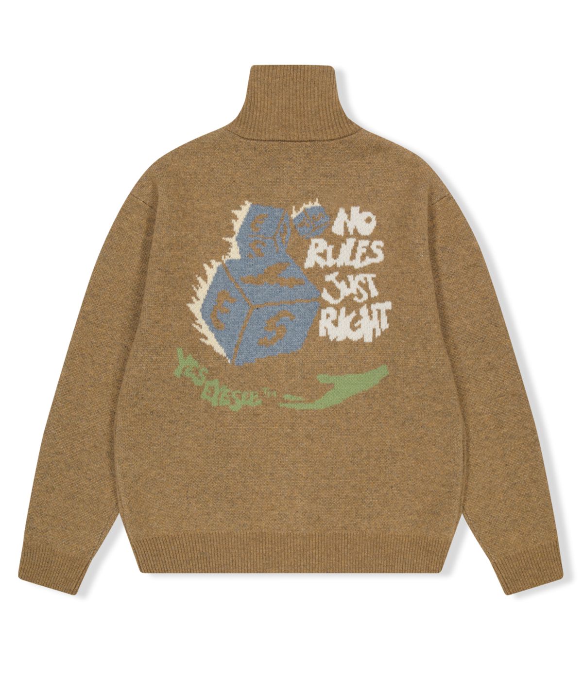 예스아이씨(YESEYESEE) Y.E.S Dice Full Zip-up Knit Cardigan Coffee