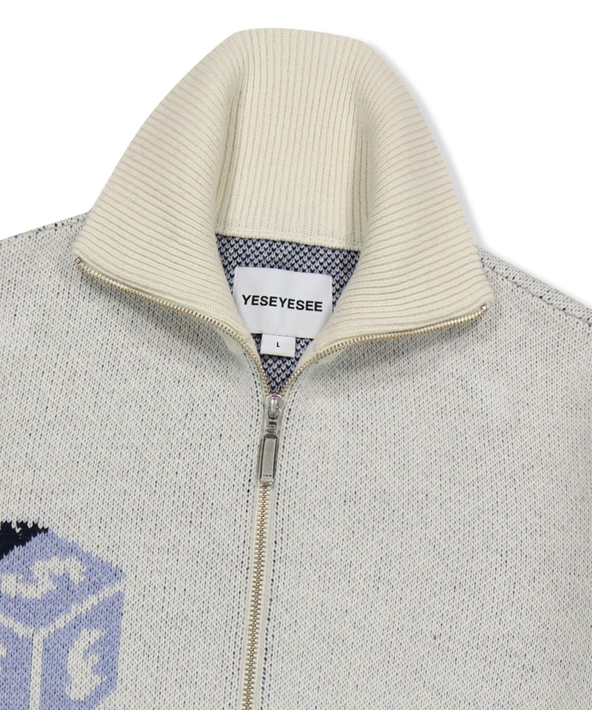 예스아이씨(YESEYESEE) Y.E.S Dice Full Zip-up Knit Cardigan Polar