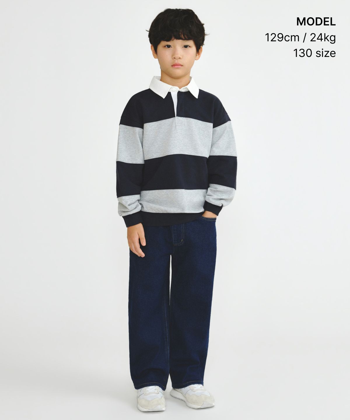무신사 스탠다드 키즈(MUSINSA STANDARD KIDS) 기모 와이드 데님 팬츠 [딥 인디고]