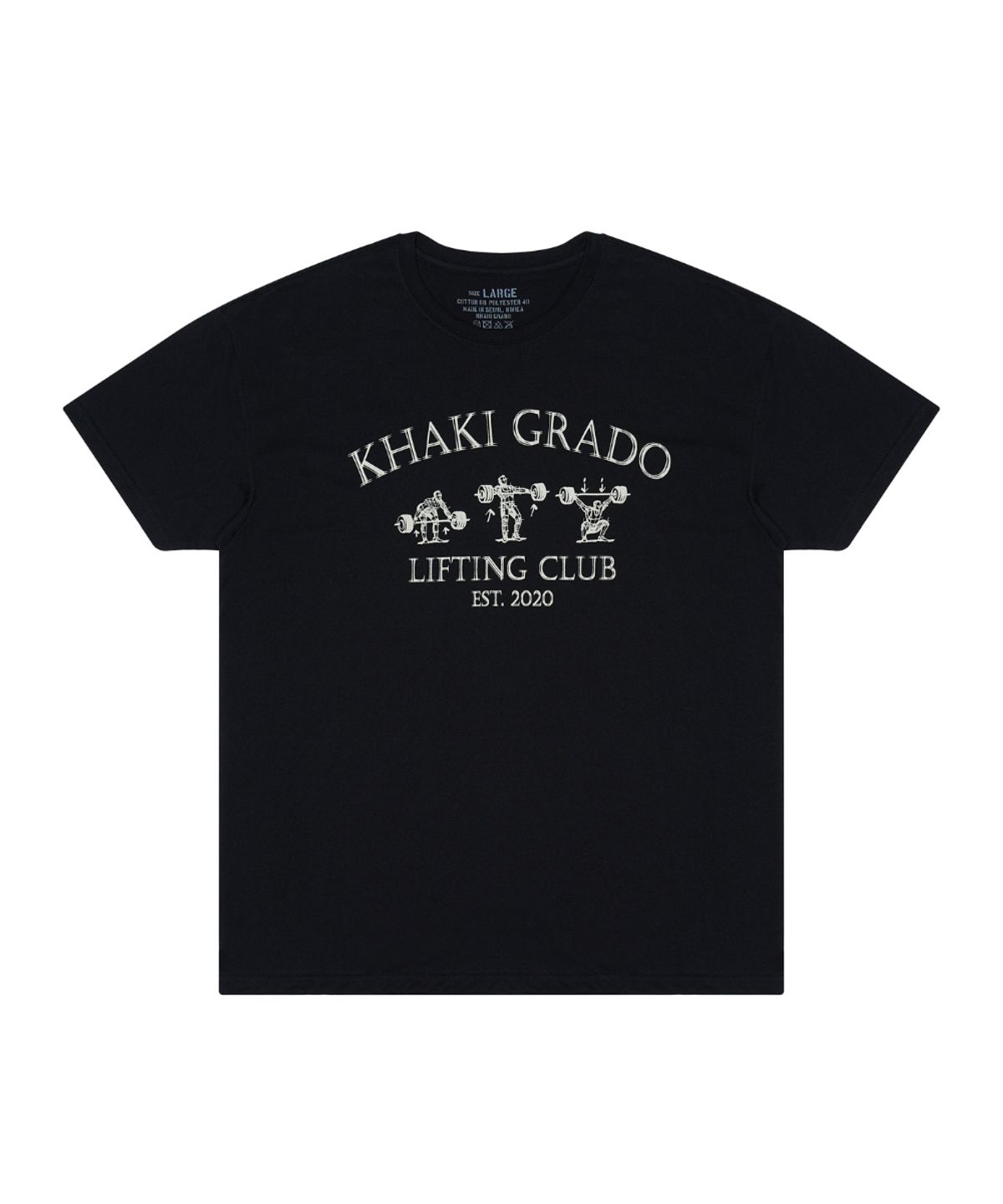 카키그라도(KHAKI GRADO) 리프팅클럽 머슬드 레귤러핏 반팔 티셔츠 (블랙/라이트그레이)