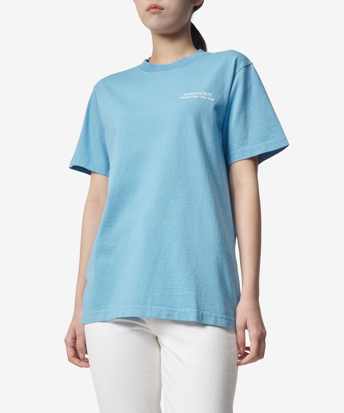 스포티앤리치(SPORTY&RICH) 뉴 드링크 워터 반소매 티셔츠 - 아틀란틱 / TS862AT