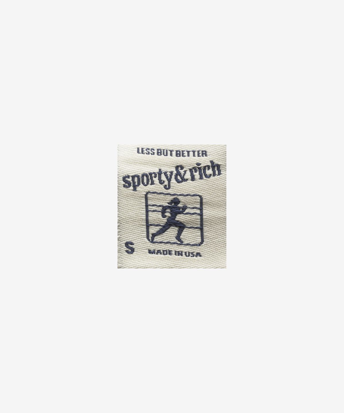 스포티앤리치(SPORTY&RICH) 스크립트 로고 크롭 맨투맨 - 아몬드 / CR862AL