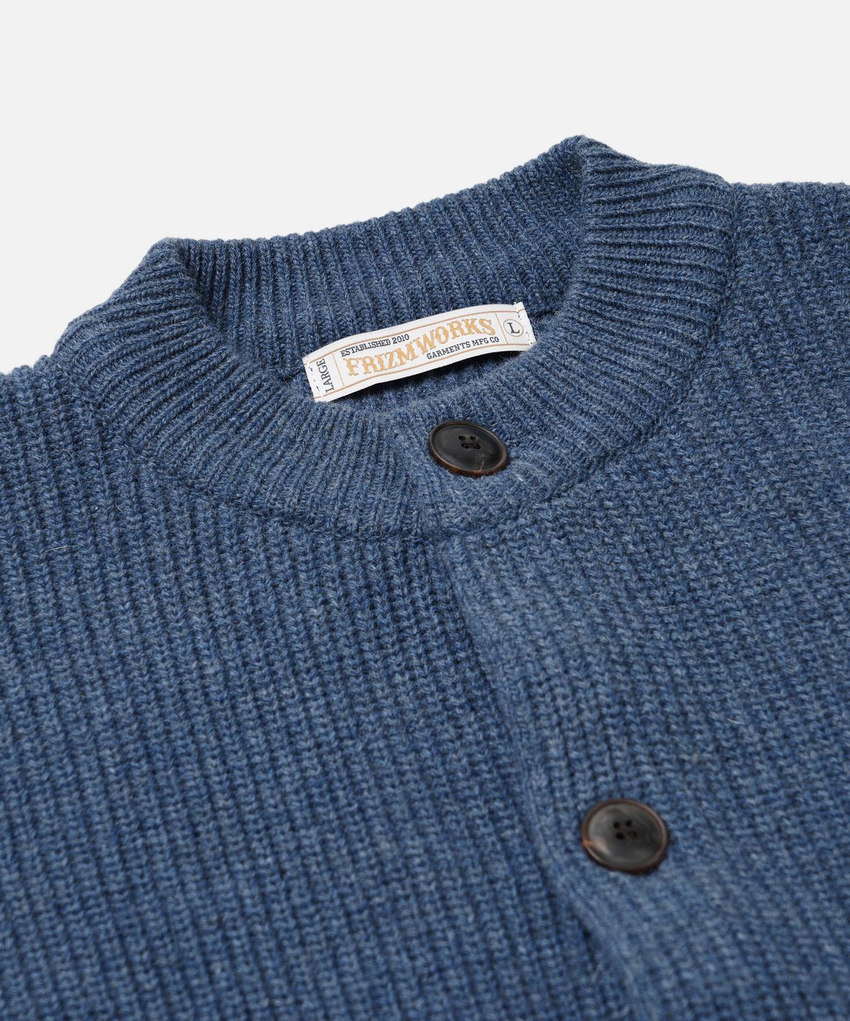 프리즘웍스(FRIZMWORKS) HEAVY WOOL ROUND CARDIGAN _ DENIM
