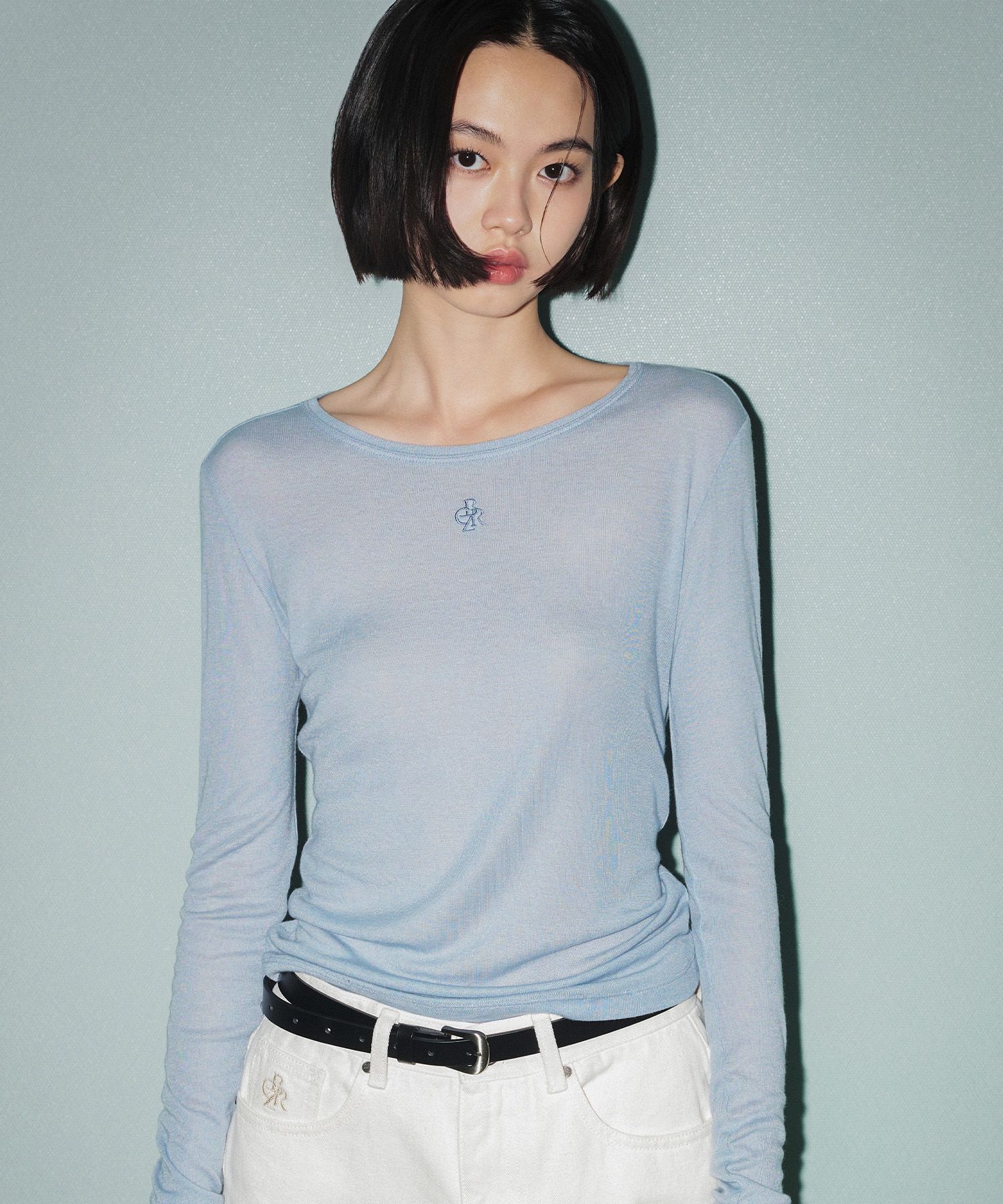 【CITYBREEZE】Wool tencel Round Neck T-shirt/Miyeon 着用 CITYBREEZE】Wool tencel Round Neck T-shirt/Miyeon 着用