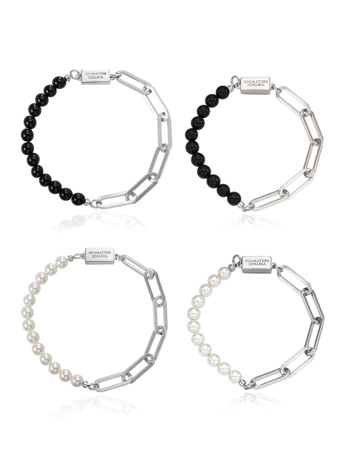 빈티지헐리우드(VINTAGE HOLLYWOOD) Chain Half Pearl Bracelet_VH25NNBR171V