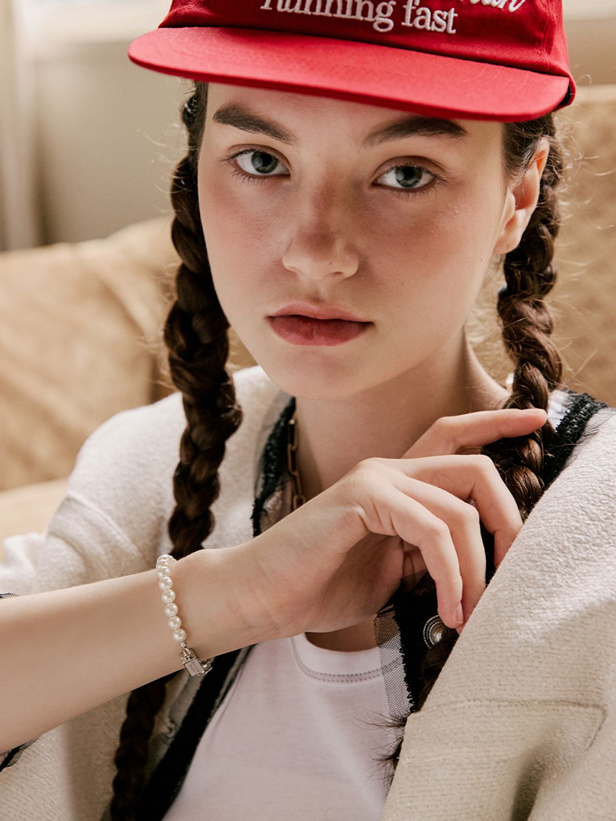 빈티지헐리우드(VINTAGE HOLLYWOOD) Chain Half Pearl Bracelet_VH25NNBR171V