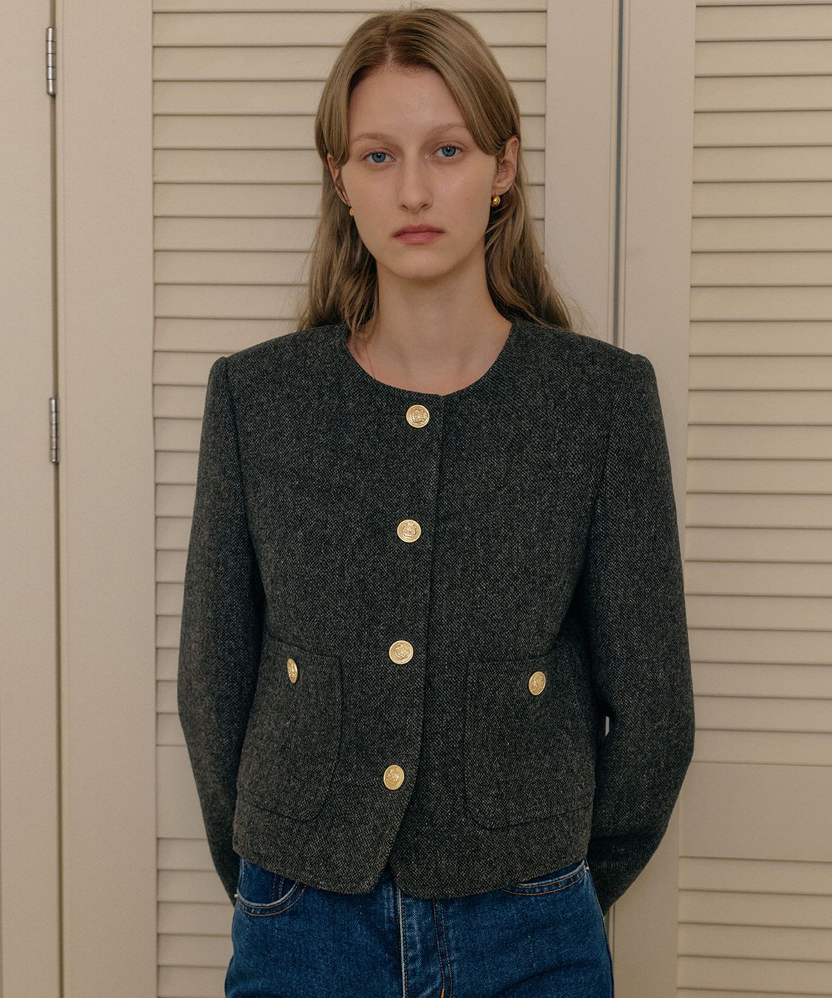 룩캐스트(LOOKAST) 베이비 알파카 트위드 자켓 / BABY ALPACA TWEED JACKET_2colors