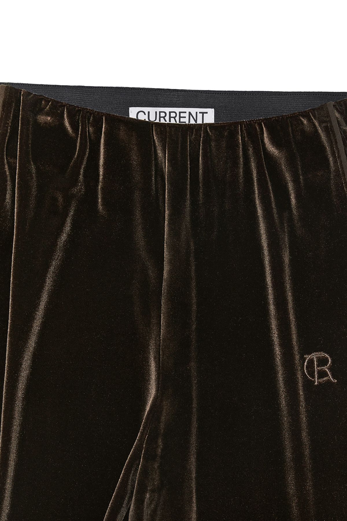 커렌트(CURRENT) VELVET BANDING BOOTCUT PANTS [DARK BROWN]
