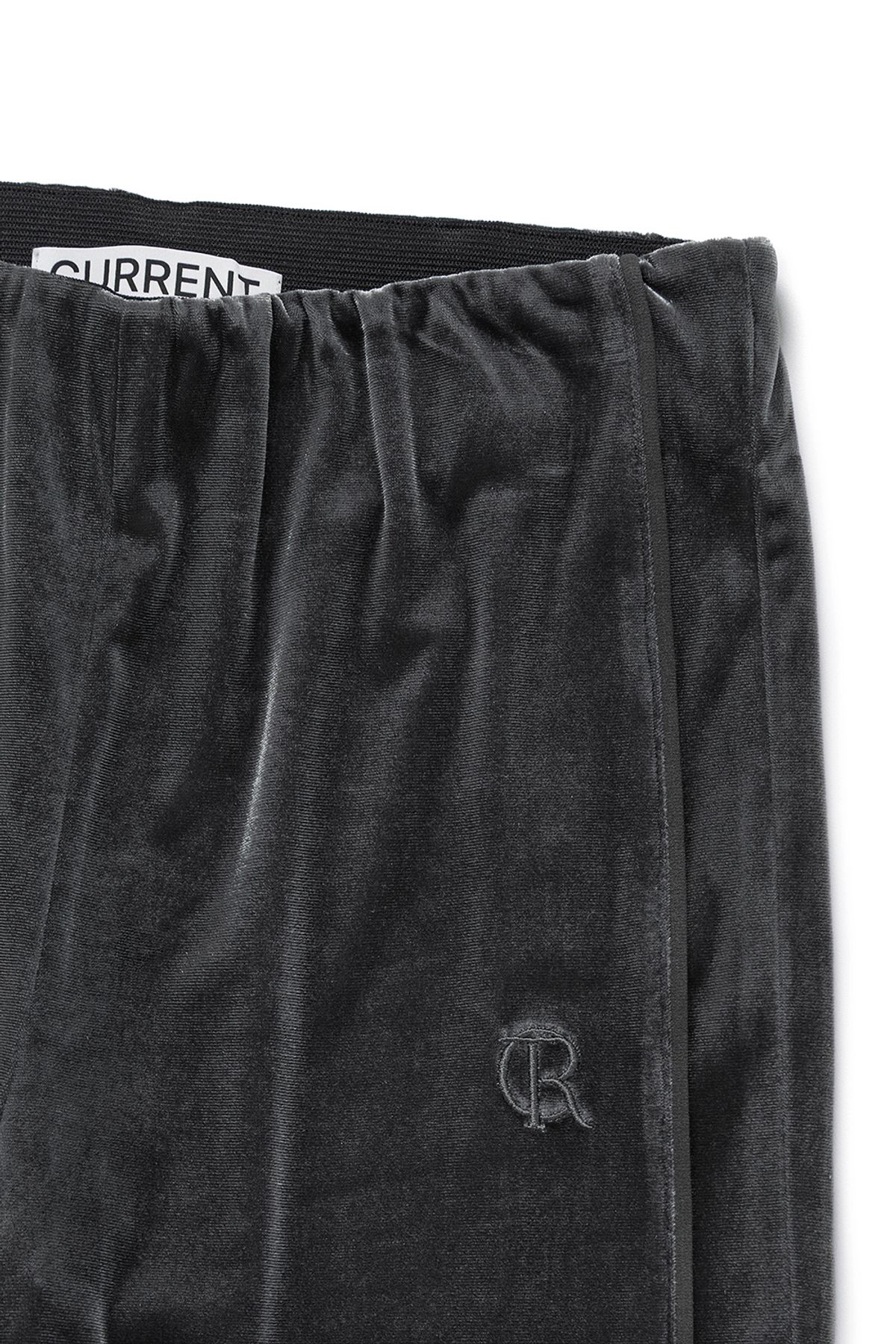 커렌트(CURRENT) VELVET BANDING BOOTCUT PANTS [CHARCOAL]