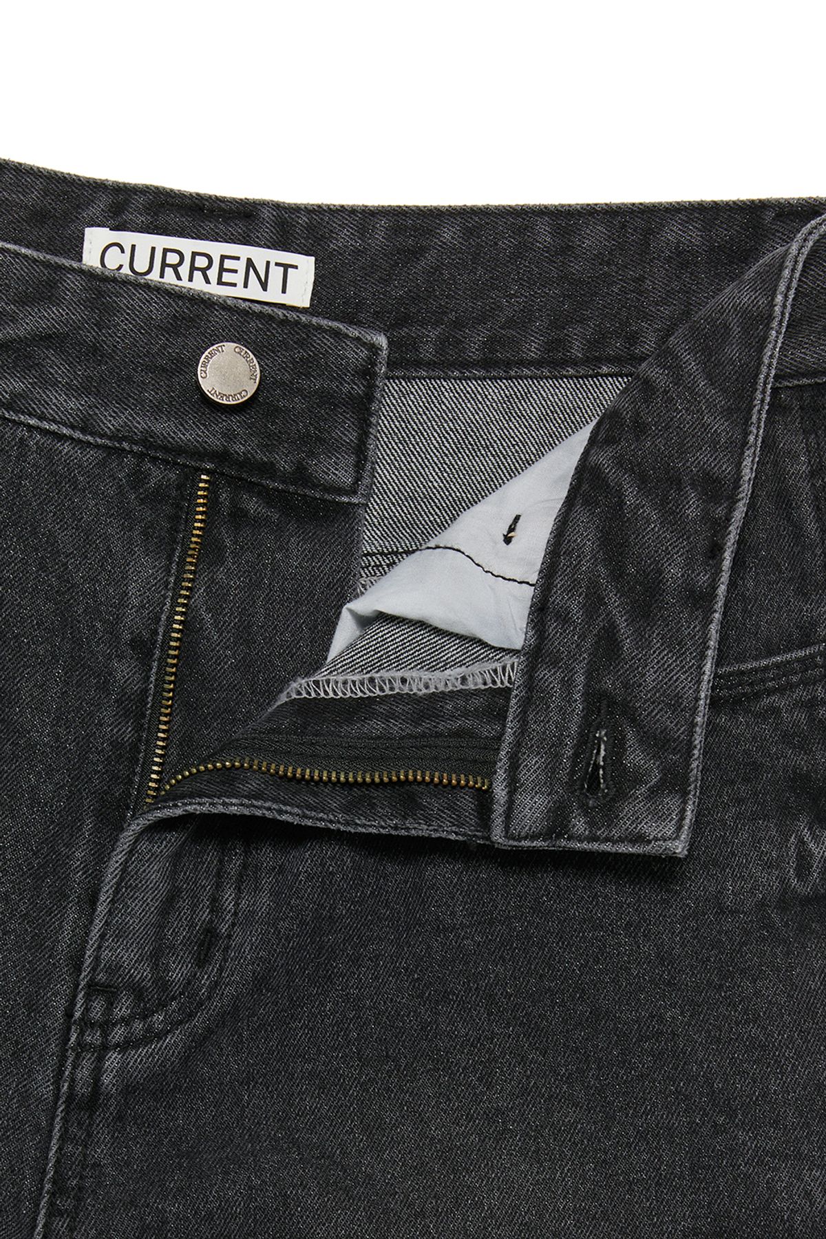 커렌트(CURRENT) CURVED DYING JEANS [BLACK]