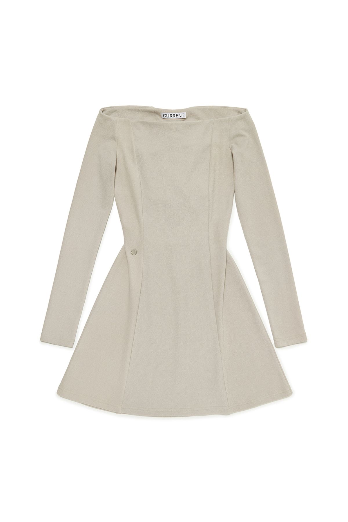 커렌트(CURRENT) OFF SHOULDER CUT OUT DRESS  [BEIGE]