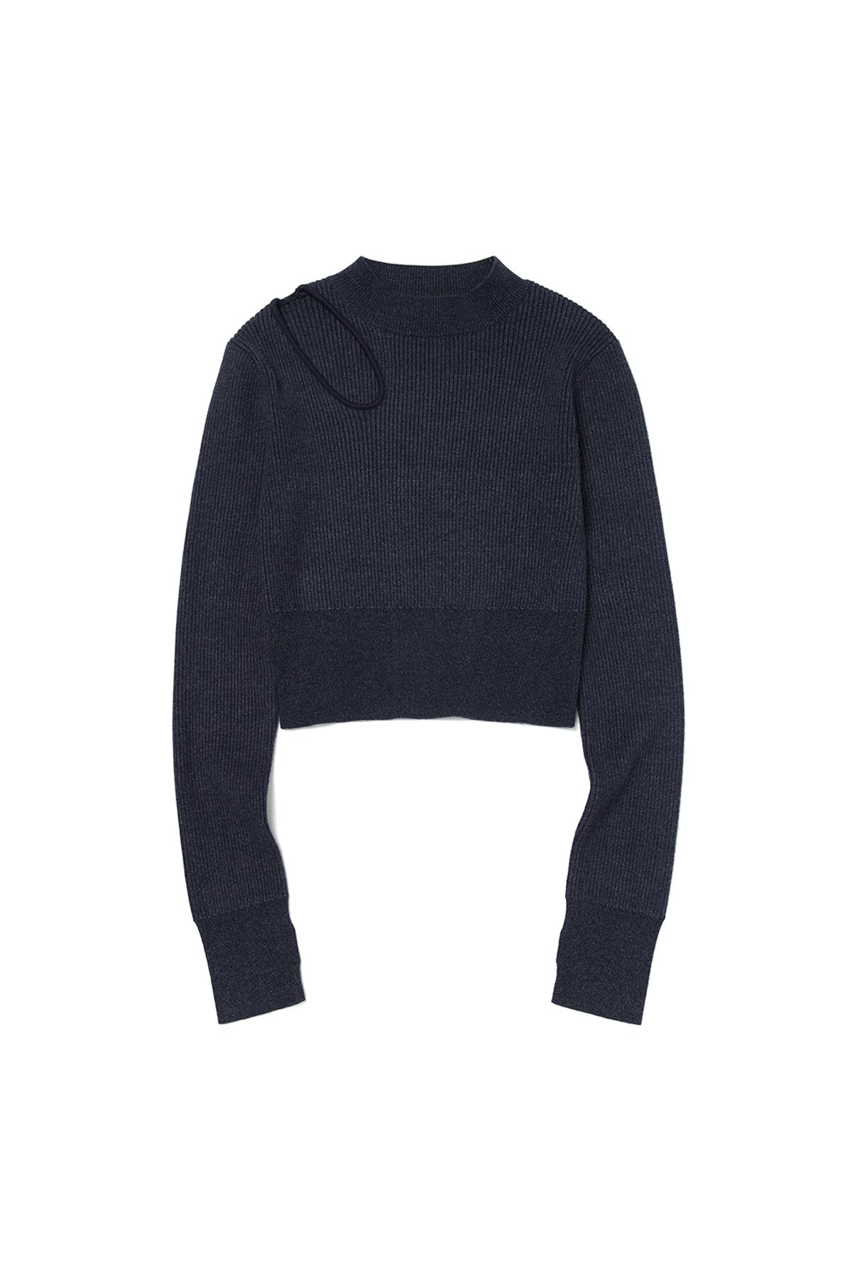 커렌트(CURRENT) CUT OUT DETAIL KNIT TOP [NAVY]