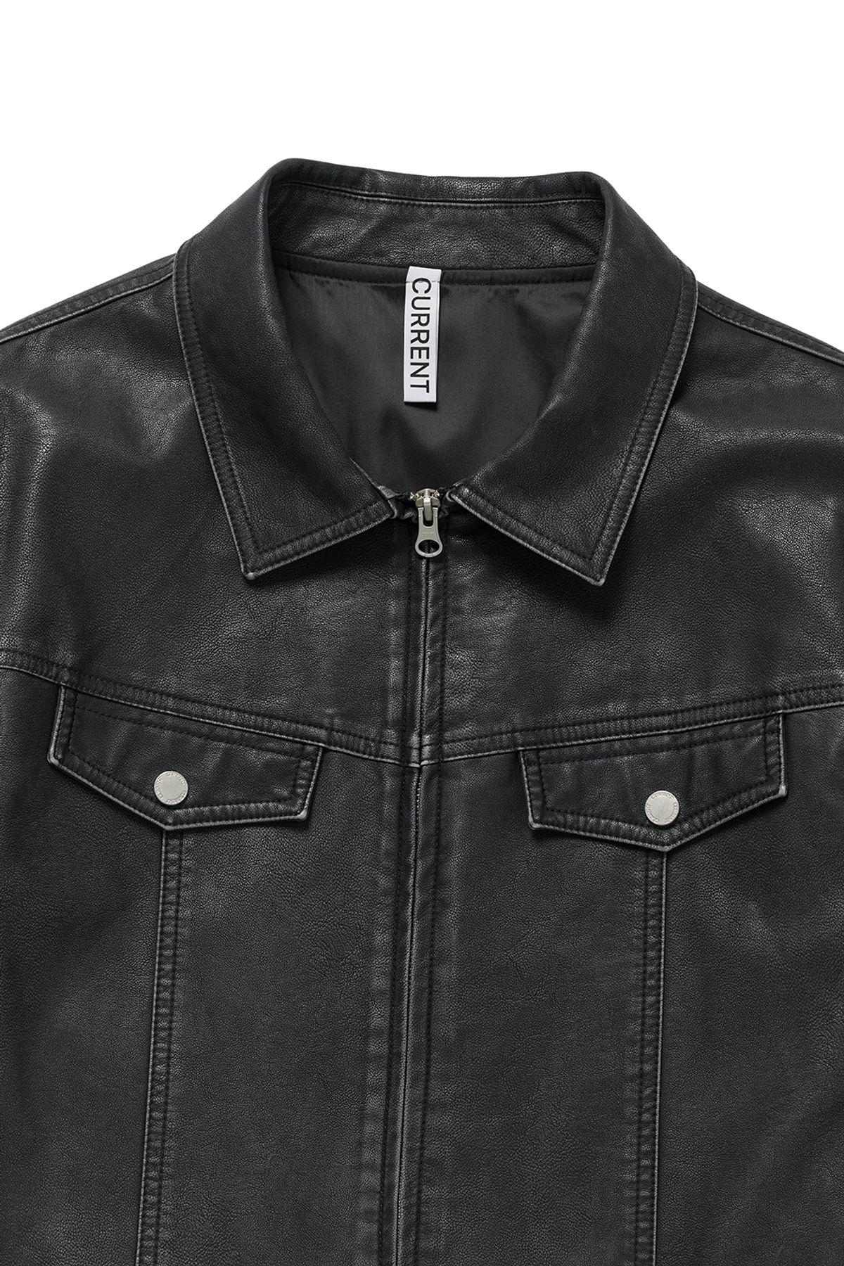 커렌트(CURRENT) VINTAGE WASHING LEATHER JACKET [BLACK]