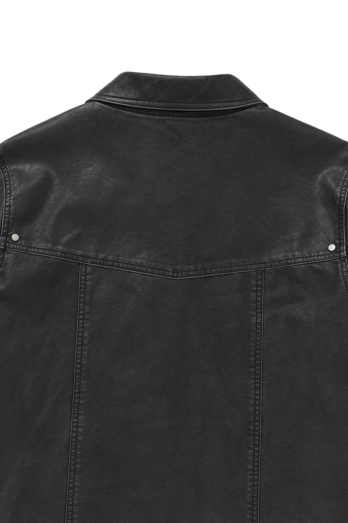 커렌트(CURRENT) VINTAGE WASHING LEATHER JACKET [BLACK]