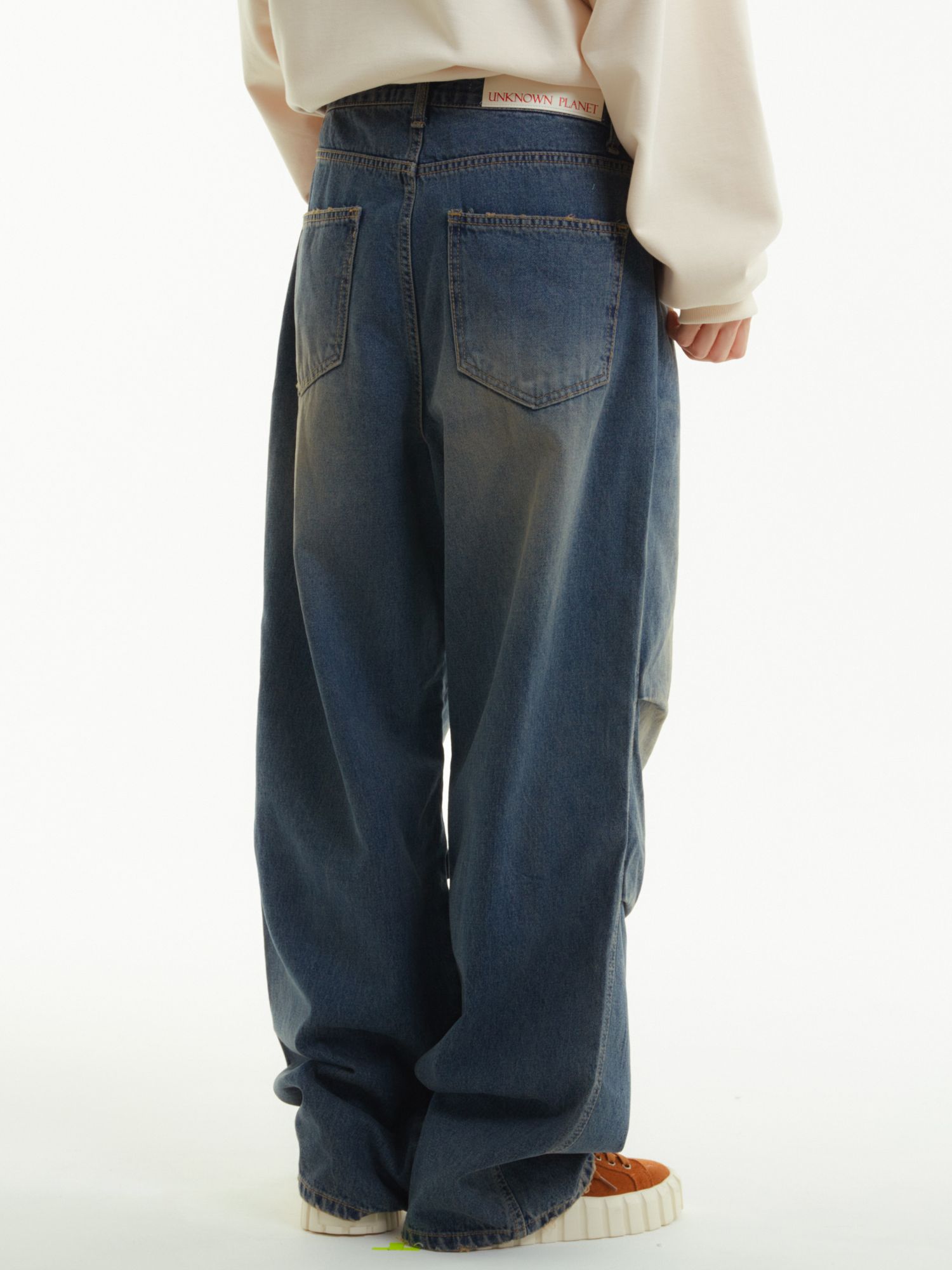 ◆UNKNOWN PLANET◆ Chin wide foil denim MUSINSA | UNKNOWN PLANET Long wide chin crease denim pants