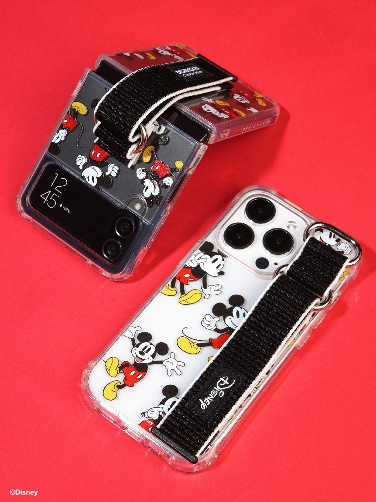 디자인스킨(DESIGNSKIN) [디즈니] 갤럭시Z플립5/4/3 스포티스트랩 케이스-미키마우스