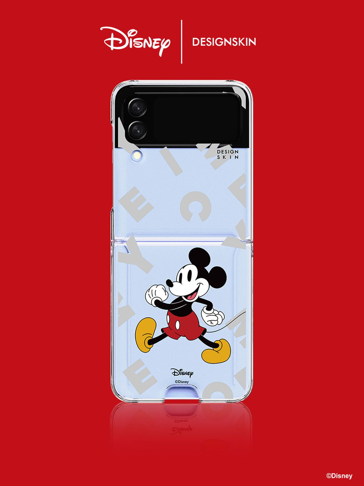 디자인스킨(DESIGNSKIN) [디즈니] 갤럭시Z플립5/4/3 카드슬롯 그래픽 케이스-미키마우스 레터링