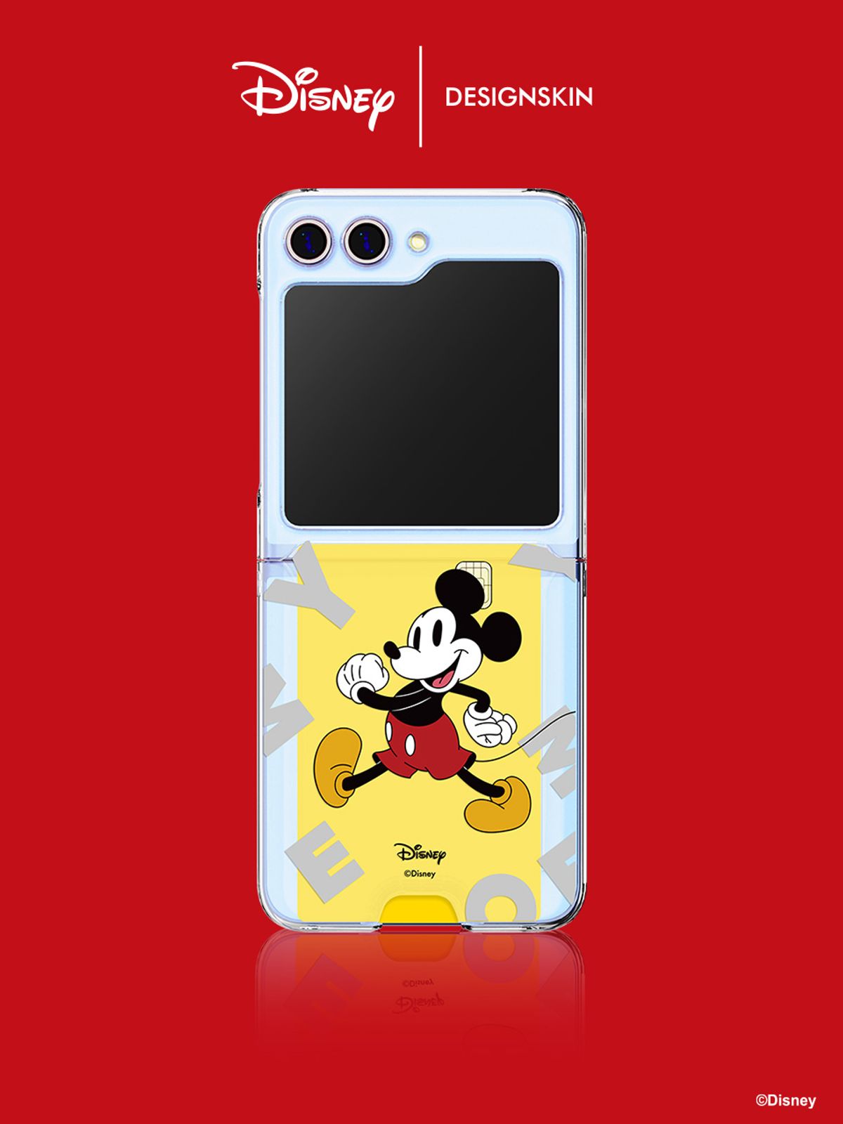 디자인스킨(DESIGNSKIN) [디즈니] 갤럭시Z플립5/4/3 카드슬롯 그래픽 케이스-미키마우스 레터링