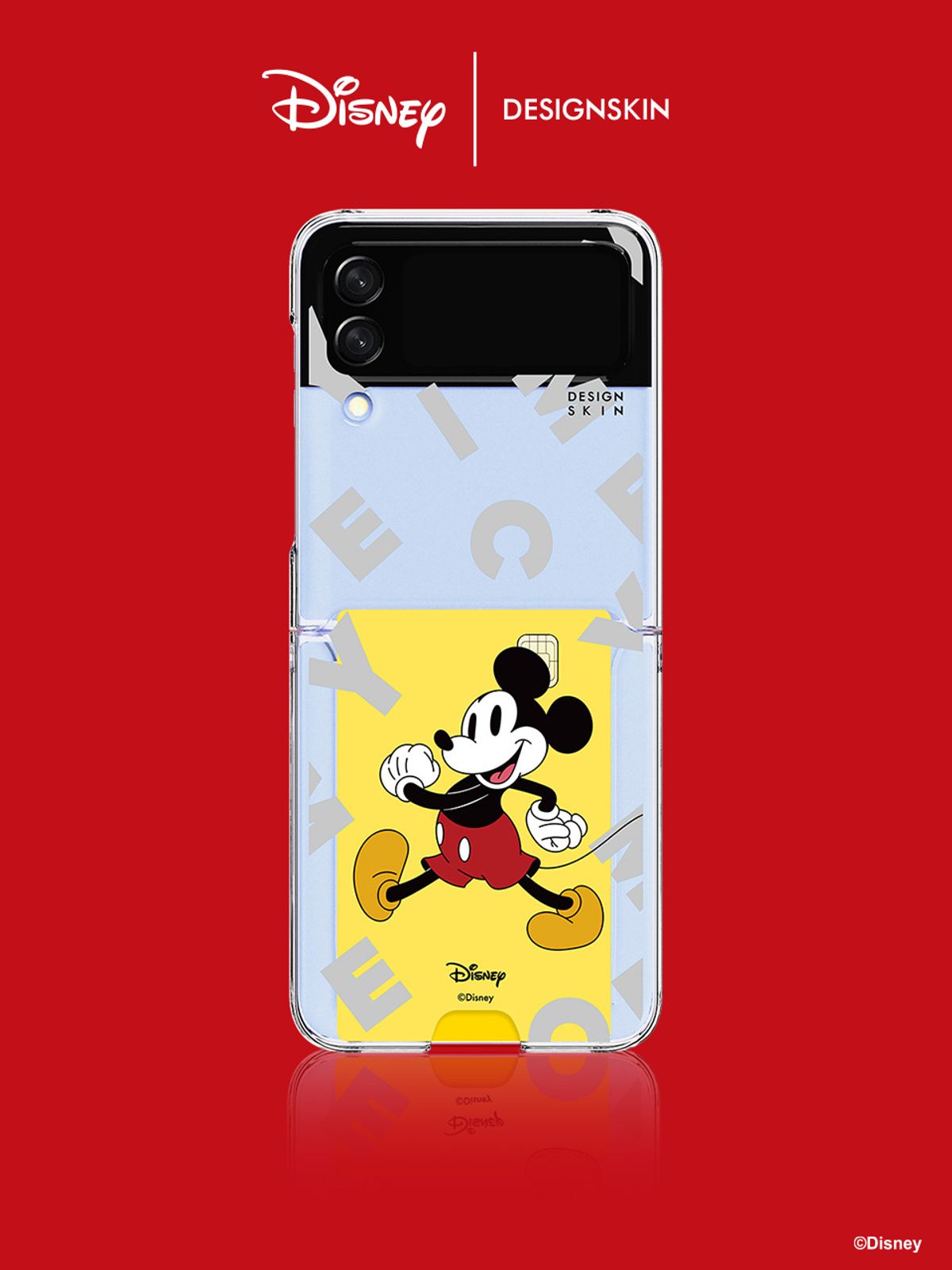 디자인스킨(DESIGNSKIN) [디즈니] 갤럭시Z플립5/4/3 카드슬롯 그래픽 케이스-미키마우스 레터링