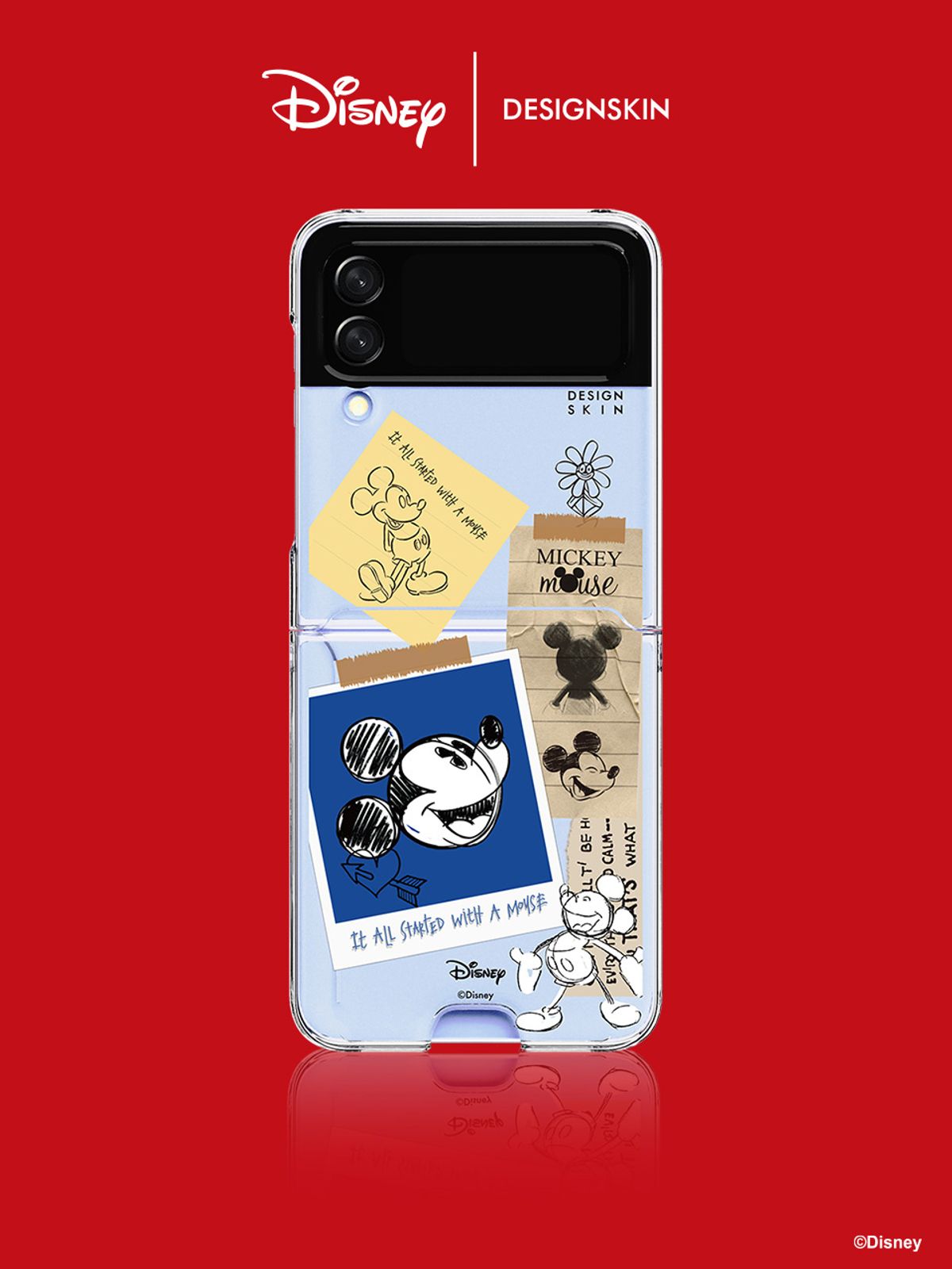 디자인스킨(DESIGNSKIN) [디즈니] 갤럭시Z플립5/4/3 카드슬롯 그래픽 케이스-미키마우스 레트로