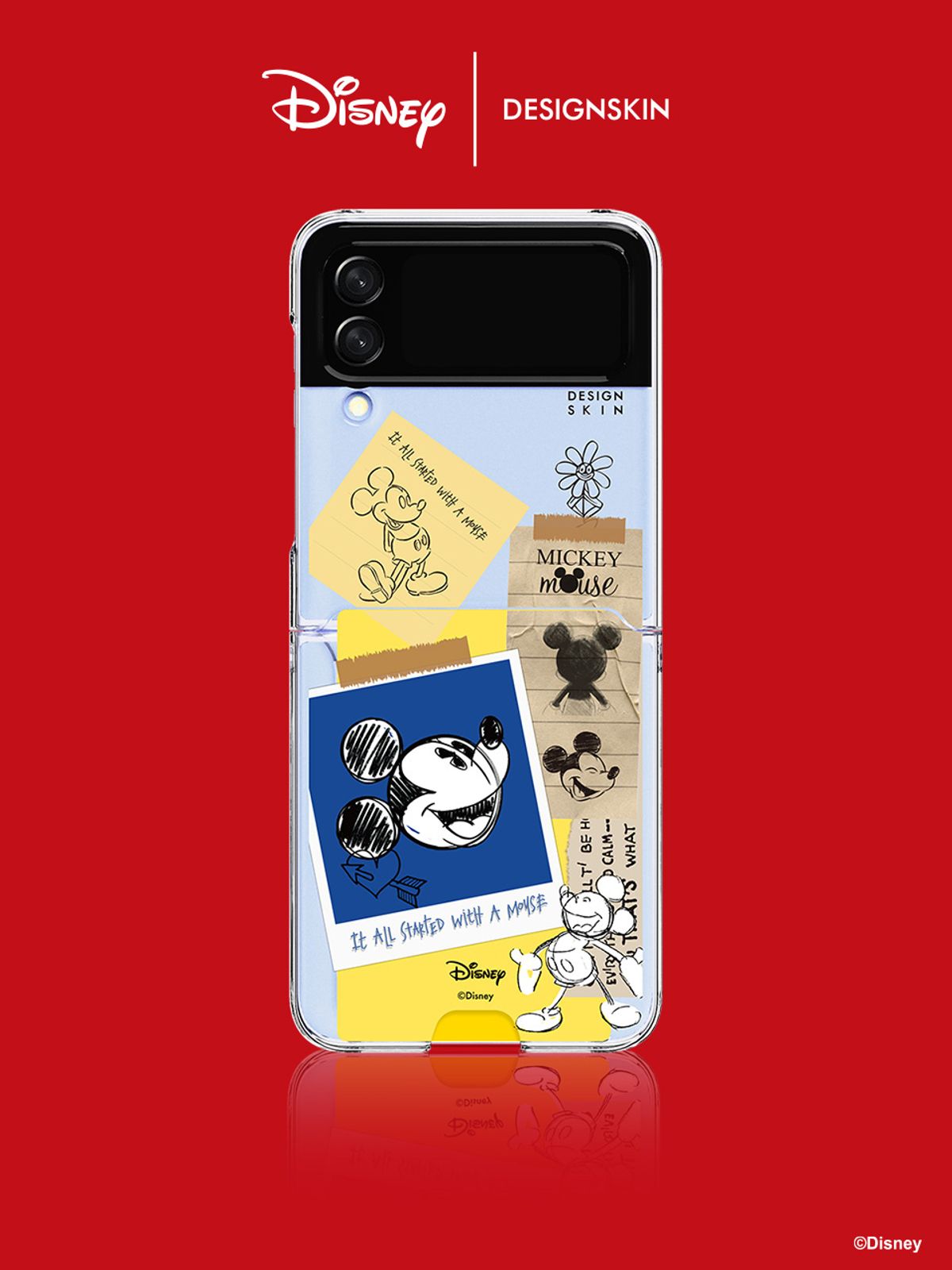디자인스킨(DESIGNSKIN) [디즈니] 갤럭시Z플립5/4/3 카드슬롯 그래픽 케이스-미키마우스 레트로