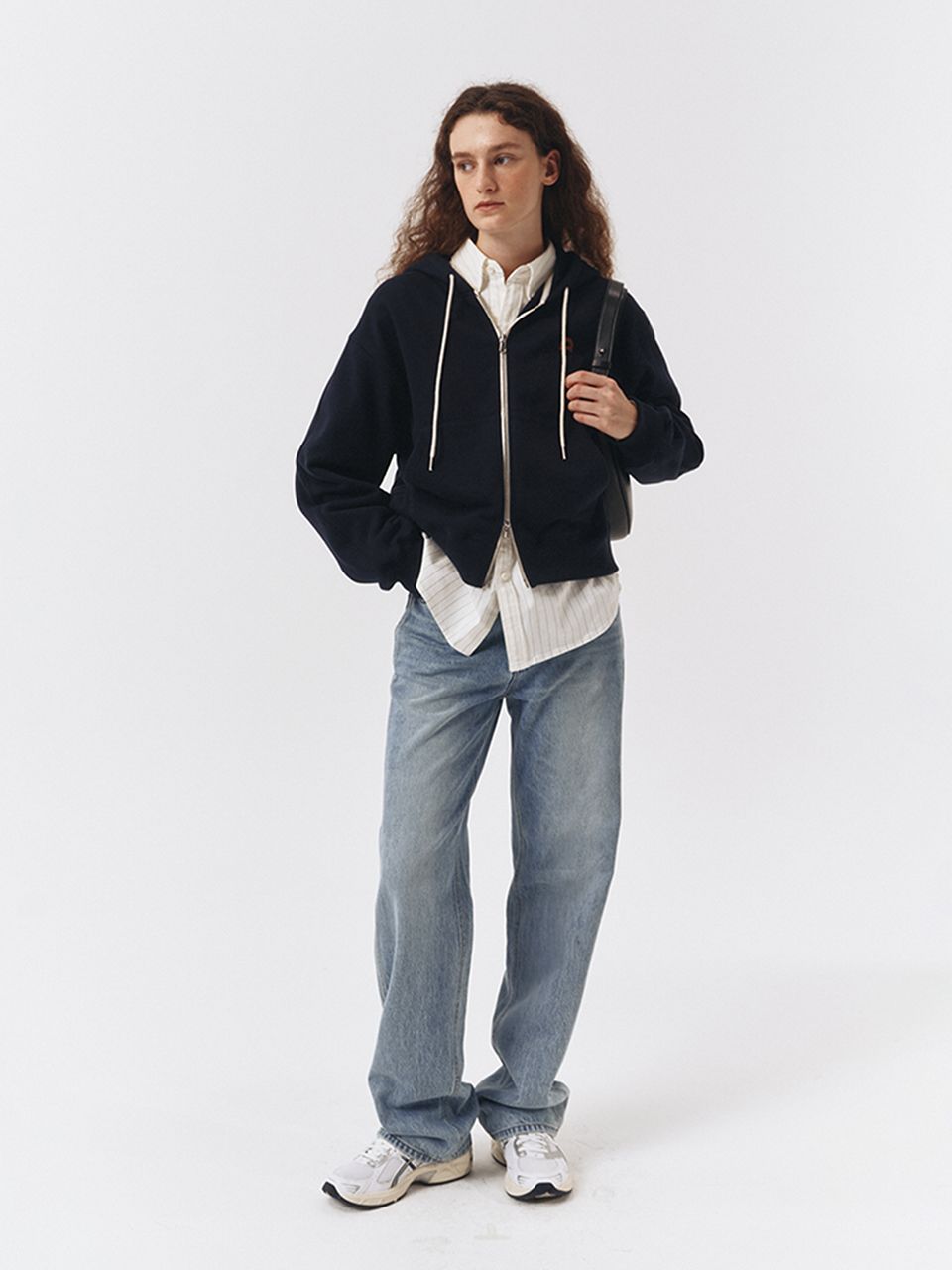 MUSINSA | DUNST FOR WOMEN UNISEX LEATHER LOGO ZIP-UP HOODIE FRENCH