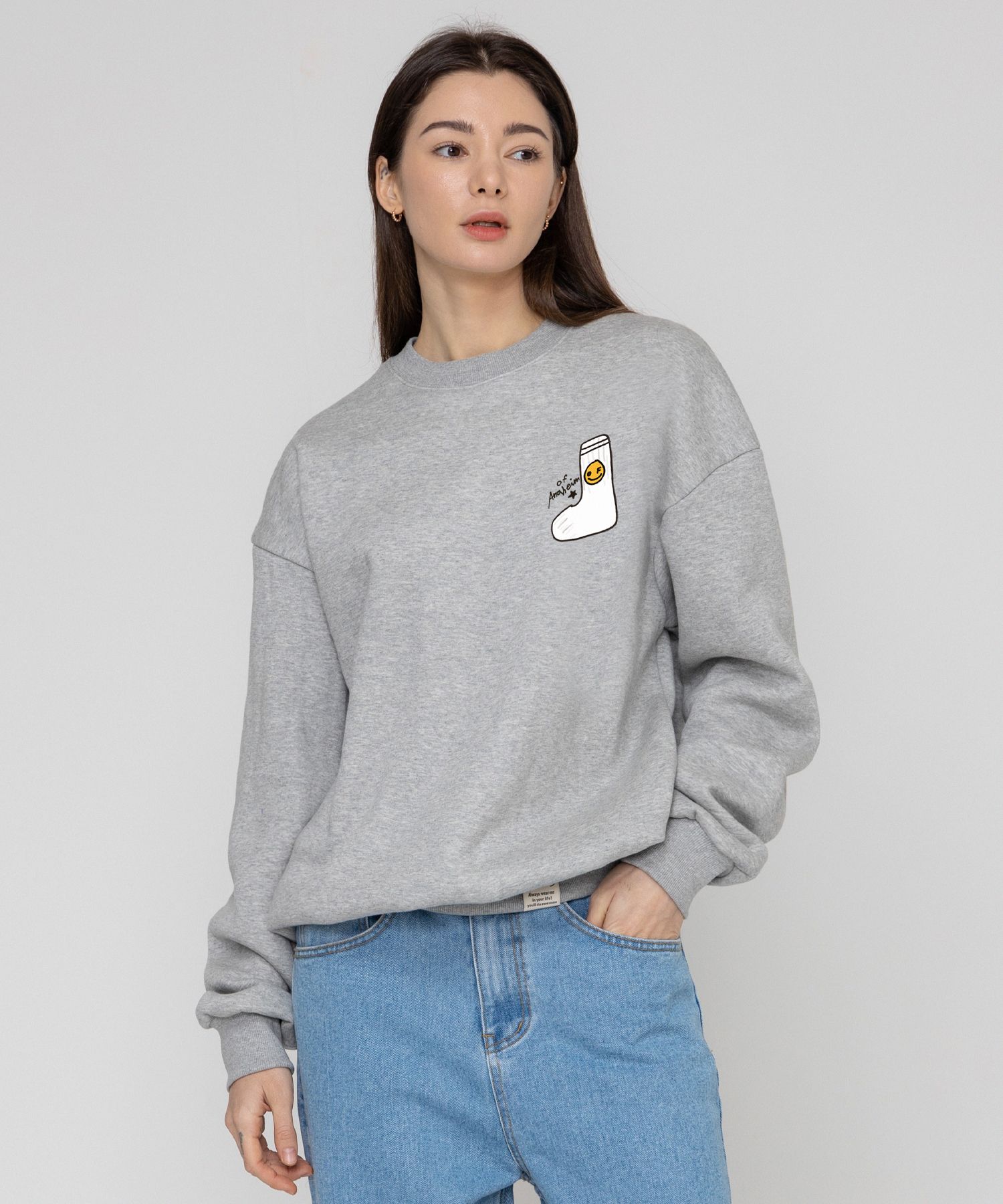 [GRAVER]★SOCKS DRAWING SMILE LOGO SWEATSHIRT Designer fashion, Seoul-fully created | W Concept