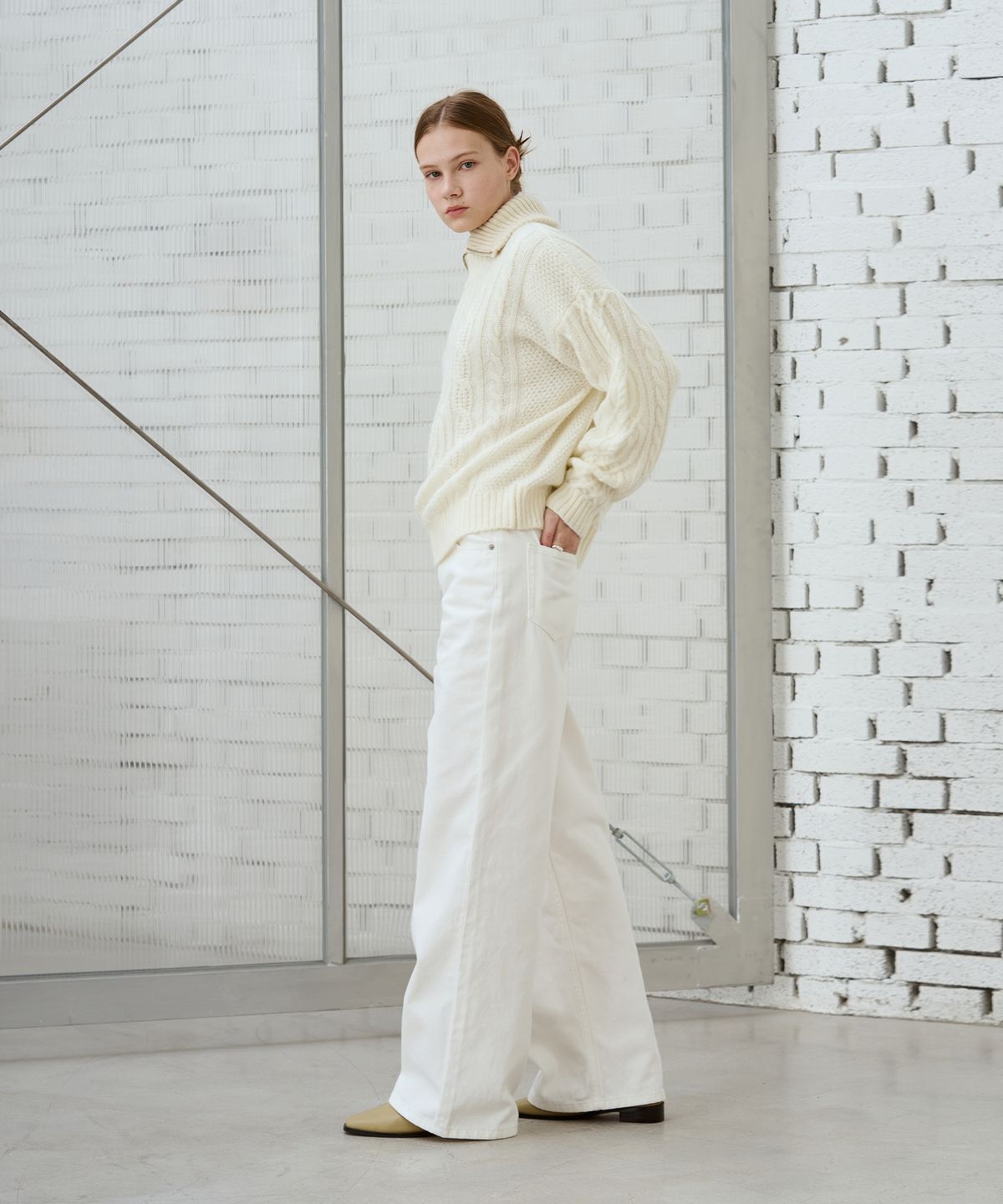 드로우핏 우먼(DRAWFIT WOMEN) 내추럴 화이트 와이드 진 [WHITE]