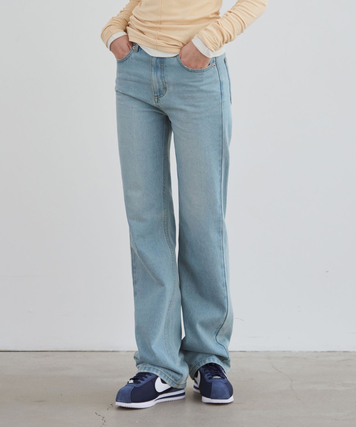 드로우핏 우먼(DRAWFIT WOMEN) 슬림 스트레이트 진 [BLUE]