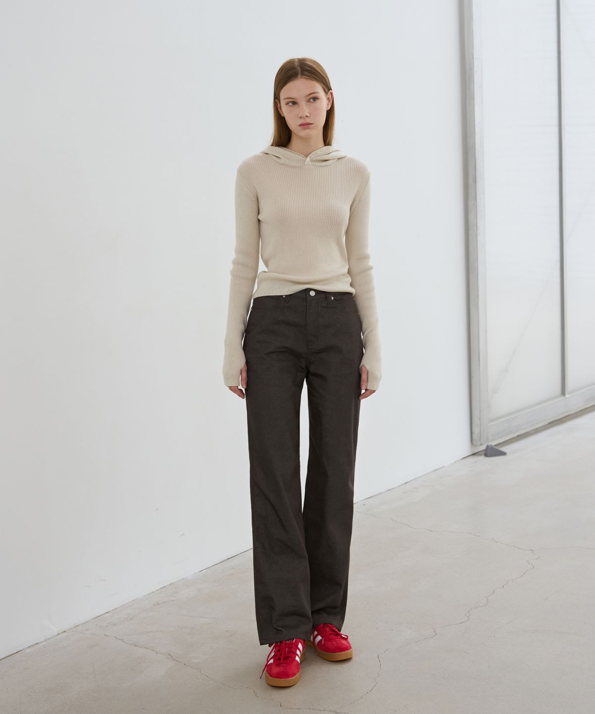 드로우핏 우먼(DRAWFIT WOMEN) 내추럴 세미 와이드 컬러 진 [GREY]