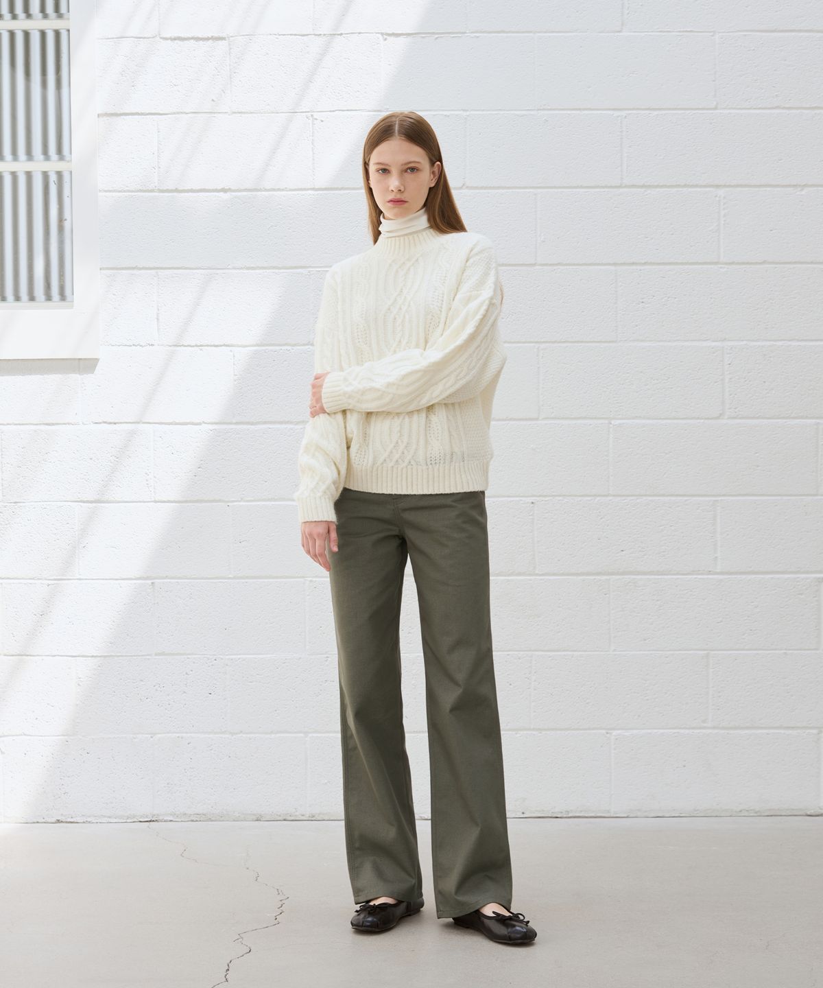 드로우핏 우먼(DRAWFIT WOMEN) 내추럴 세미 와이드 컬러 진 [BROWN]