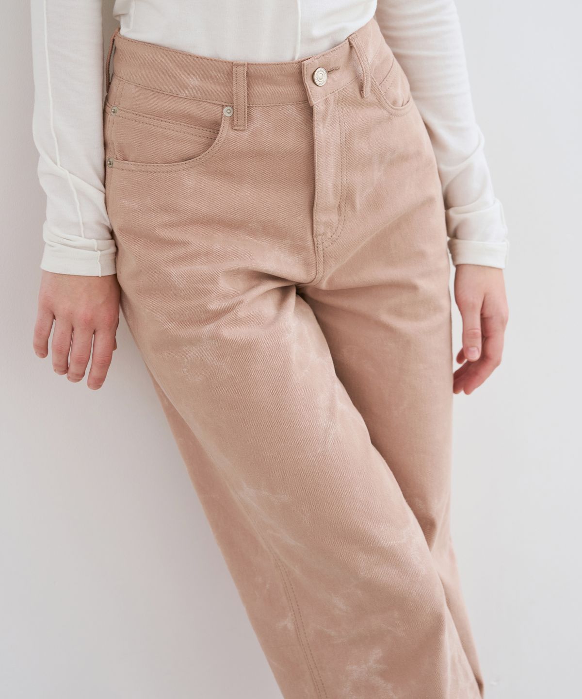 드로우핏 우먼(DRAWFIT WOMEN) 세미 와이드 블리치 컬러 진 [PALE PINK]
