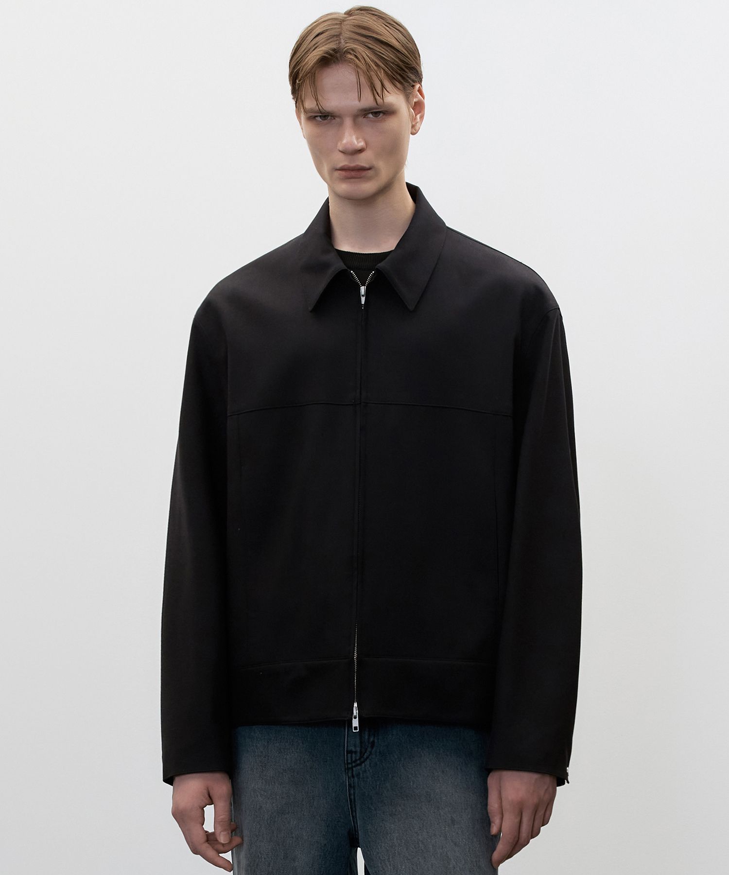 MUSINSA | SEEZ Minimal Line Drizzler Jacket [BLACK]