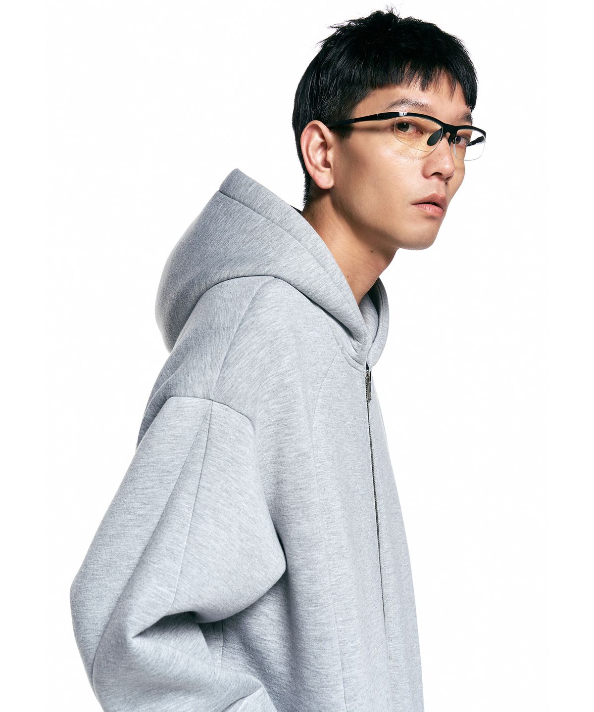 인사일런스(INSILENCE) 백로고 스쿠바 후드 집업 MELANGE GREY