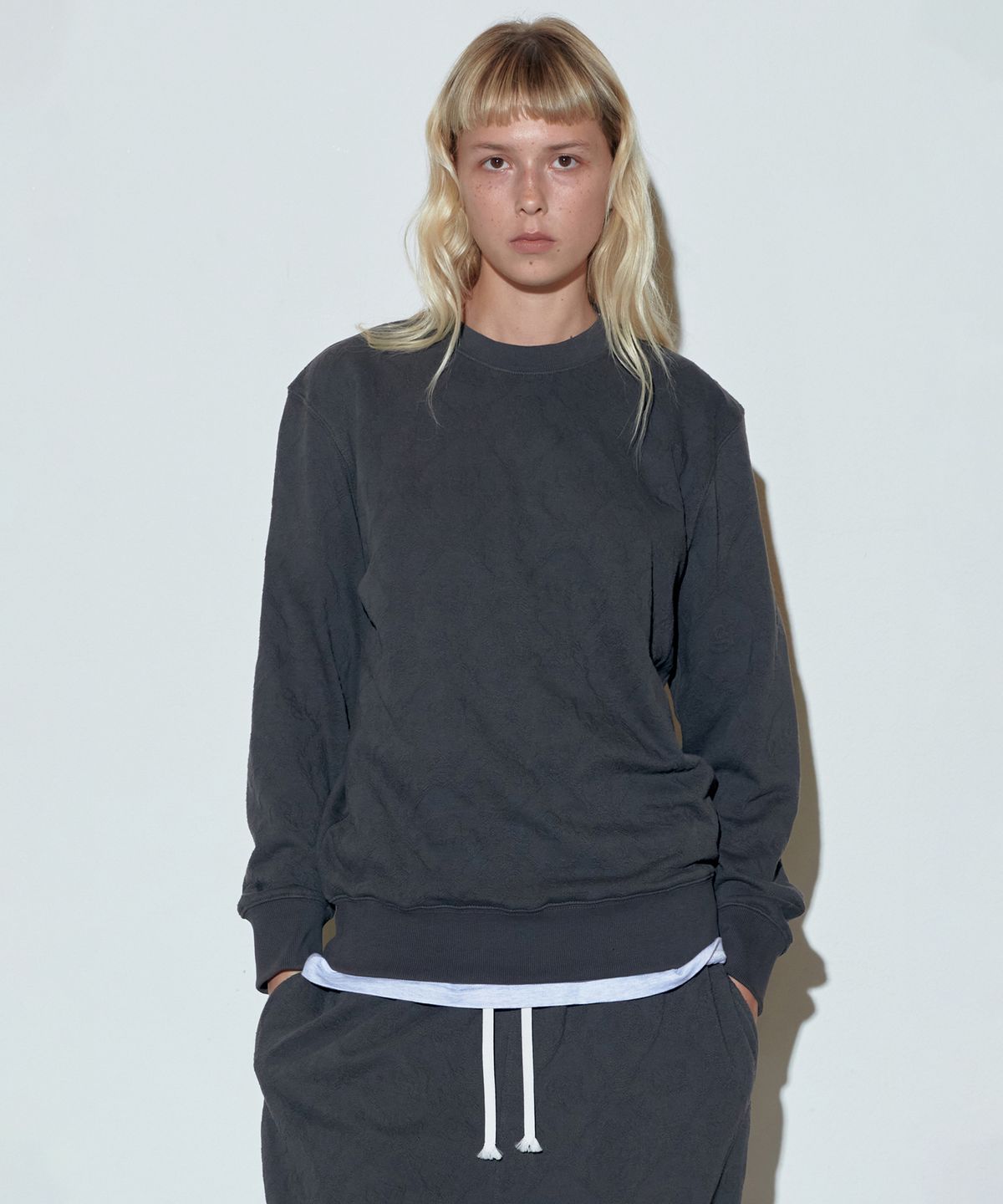 스컬프터(SCULPTOR) Jacquard Flower Sweatshirt Charcoal