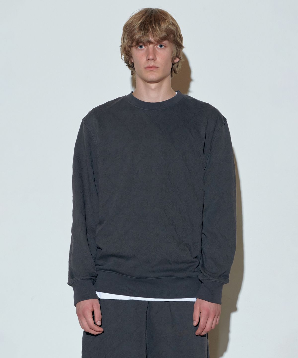스컬프터(SCULPTOR) Jacquard Flower Sweatshirt Charcoal