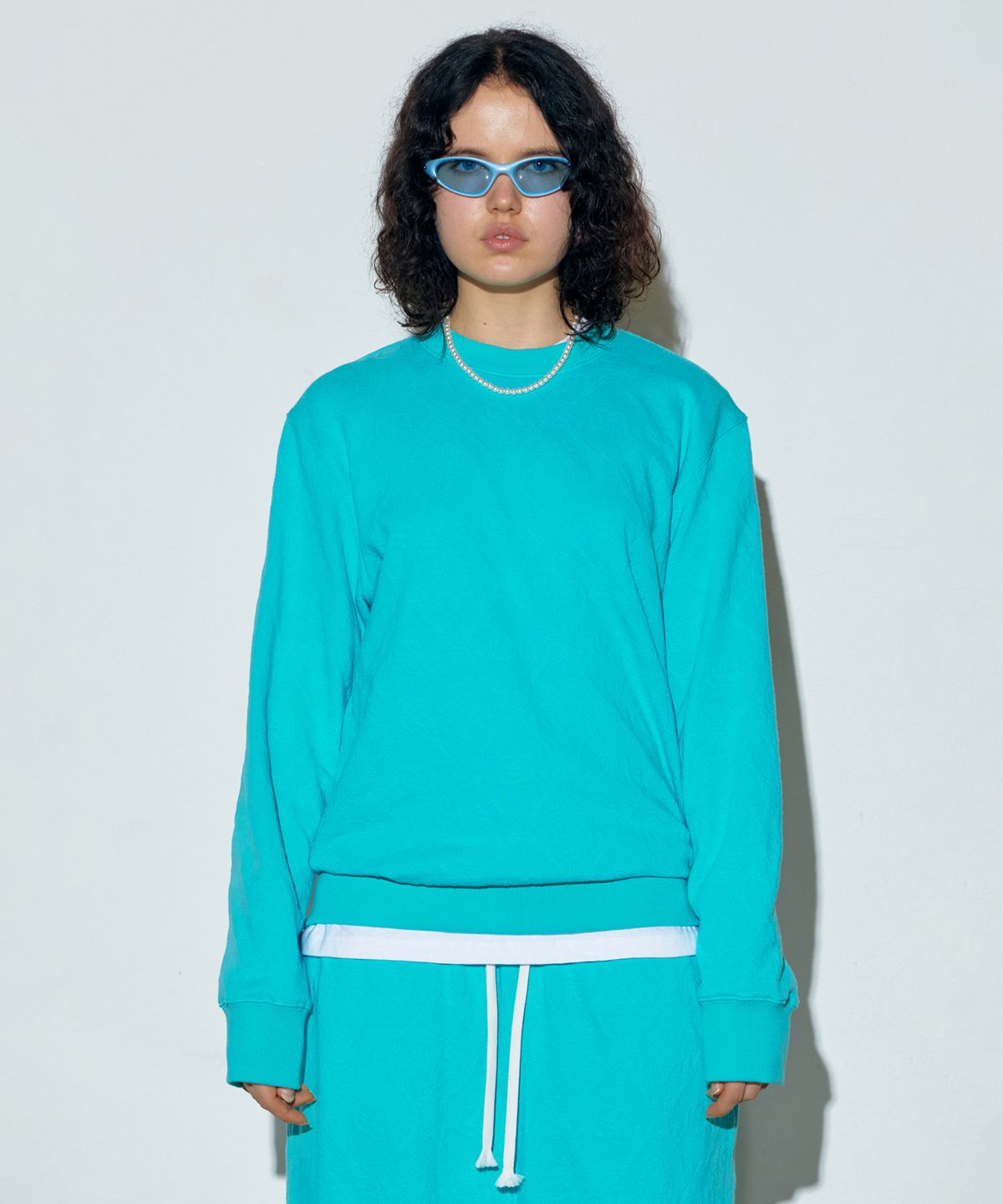 스컬프터(SCULPTOR) Jacquard Flower Sweatshirt Turquoise