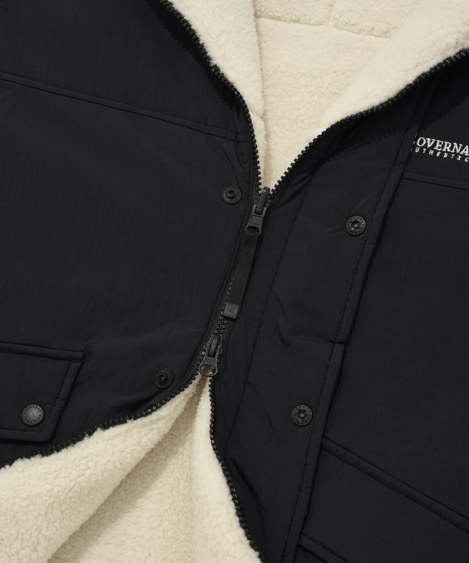 フリースジャケット COVERNAT Reversible comfy boa hoodie zip-up jacket black CO2 MUSINSA | COVERNAT Fleece zip-up jacket black