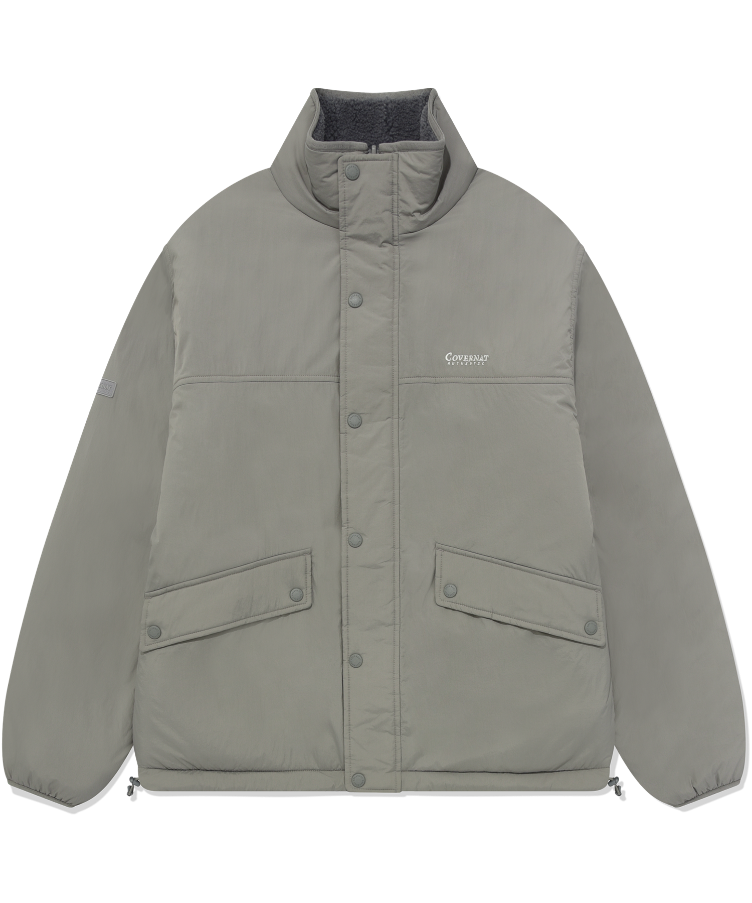 ☆関税込☆COVERNAT★REVERSIBLE COLLARLESS COMFYBOA JACKET★ MUSINSA | COVERNAT Reversible Comfyboa Zip-up Jacket Charcoal