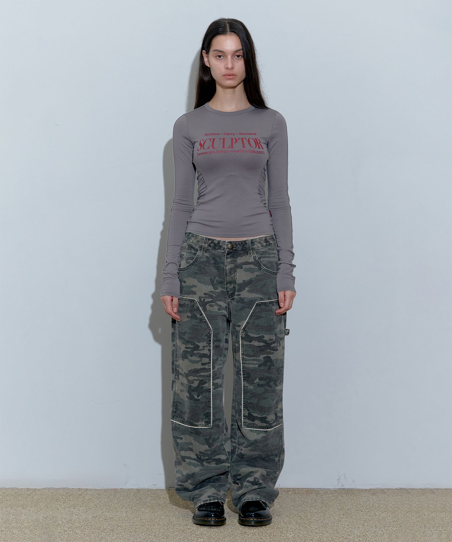 ★SCULPTOR★ Sports Lettering Tee Gray SC24S271GY MUSINSA | SCULPTOR Sports Lettering L/S Tee D.Gray