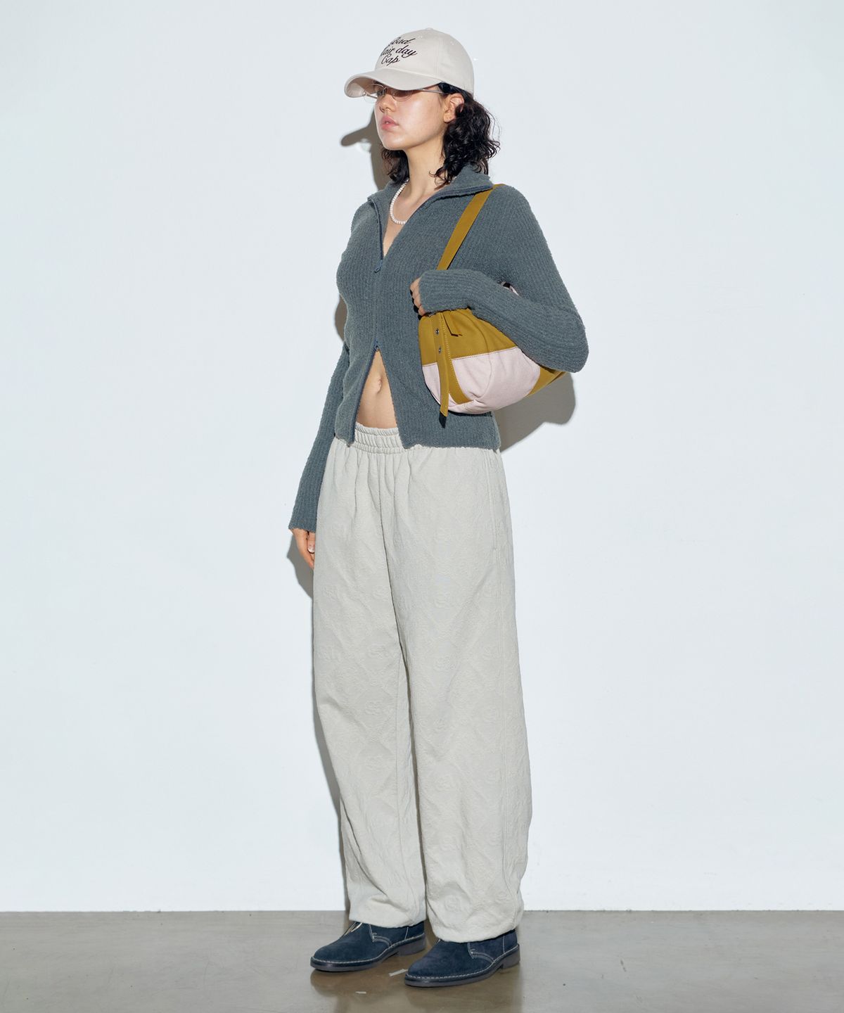 스컬프터(SCULPTOR) Boucle Knit Zip-Up Gray