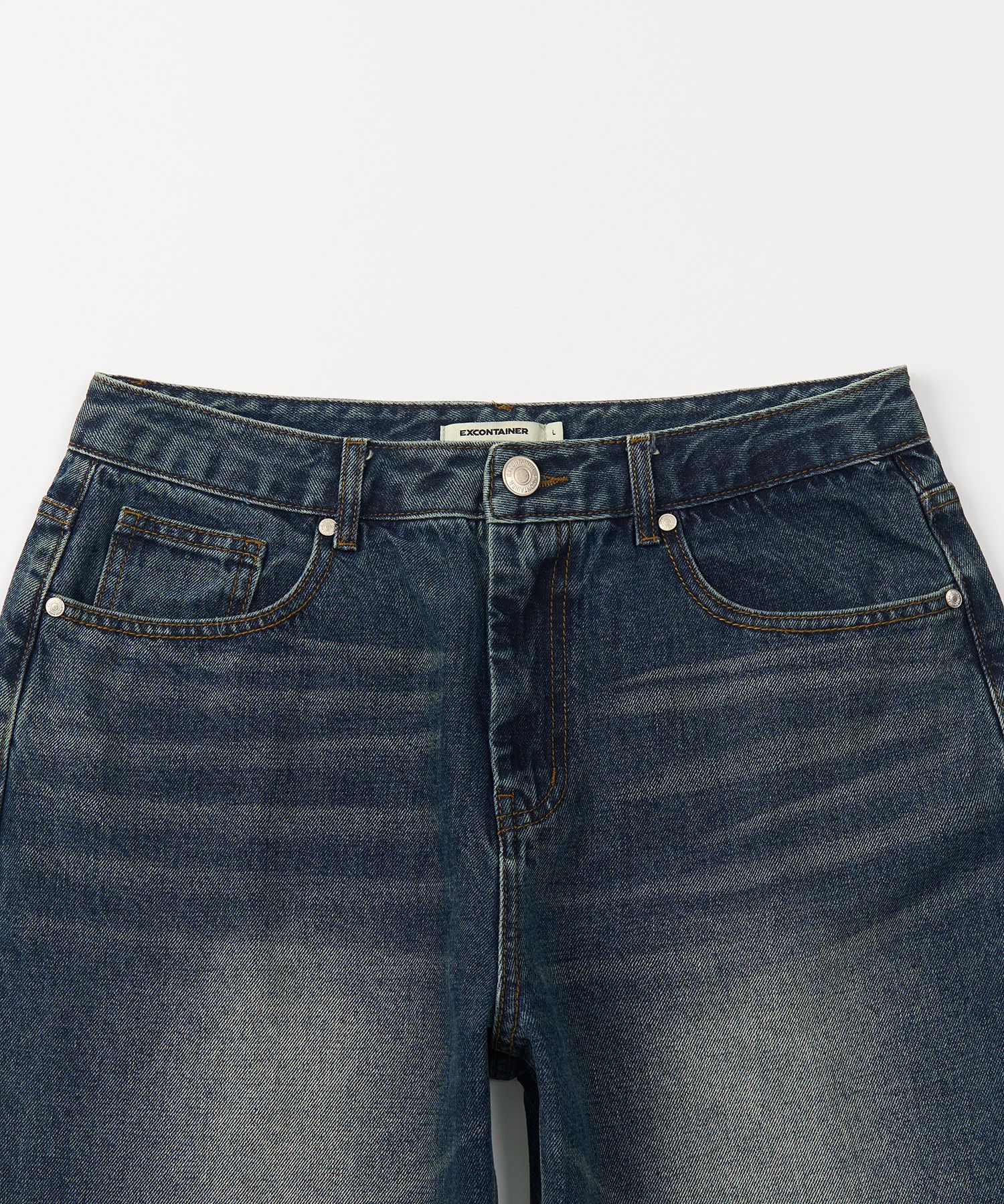 MUSINSA | EXCONTAINER Standard wide denim pants (WASHED DEEP