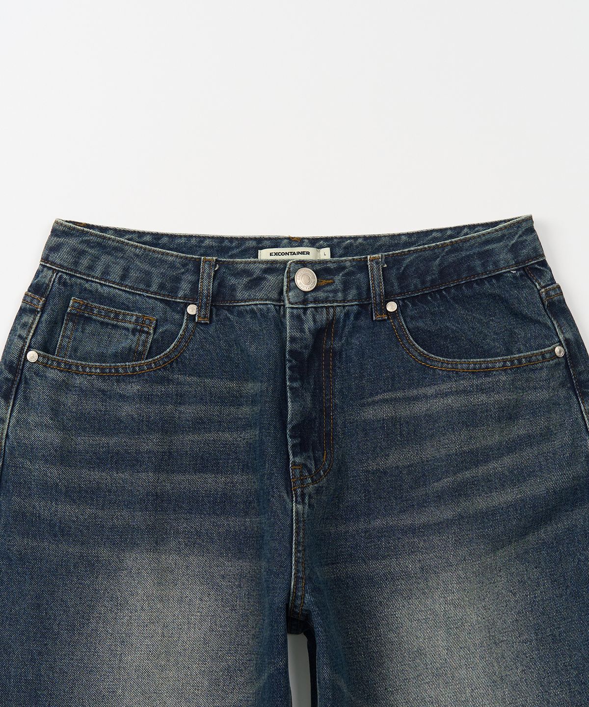 엑스컨테이너(EXCONTAINER) 스탠다드 와이드 데님 팬츠 (WASHED DEEP INDIGO)