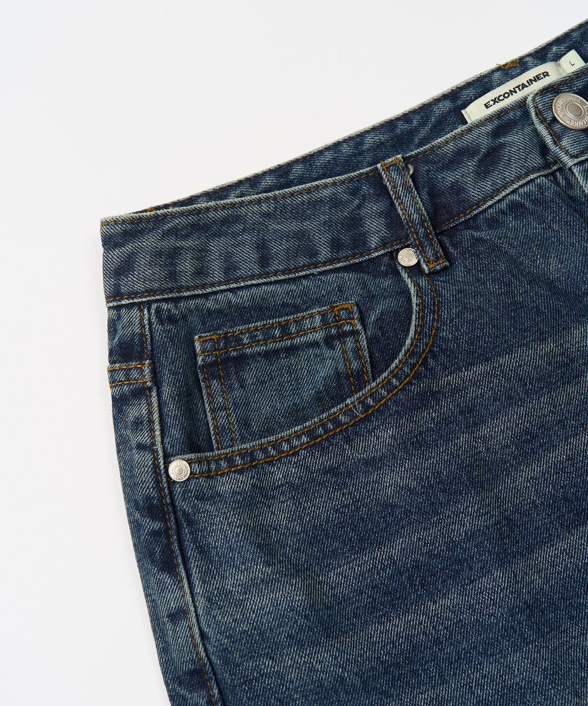 엑스컨테이너(EXCONTAINER) 스탠다드 와이드 데님 팬츠 (WASHED DEEP INDIGO)