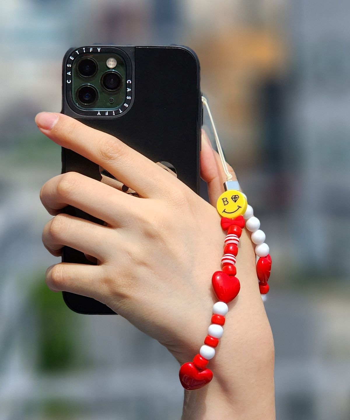봉보(BONBEAU) Gentle smile heart phone strap 젠틀 스마일 리본 하트 폰 스트랩
