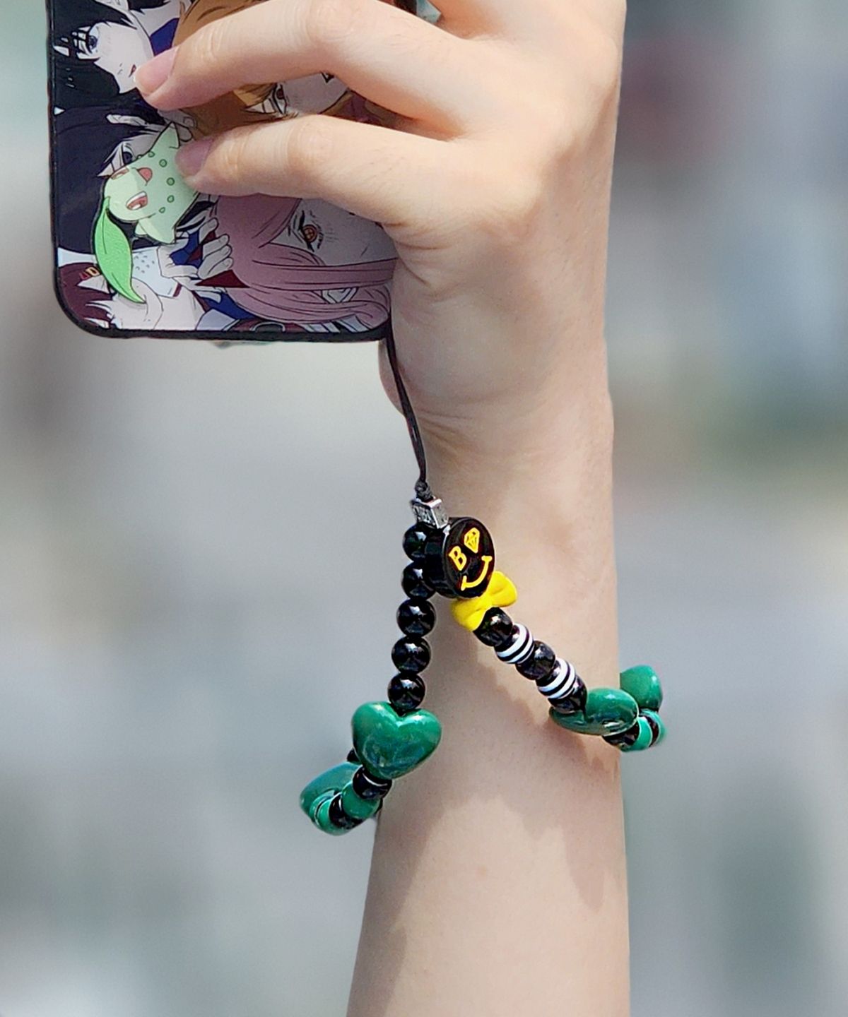 봉보(BONBEAU) Gentle smile heart phone strap 젠틀 스마일 리본 하트 폰 스트랩