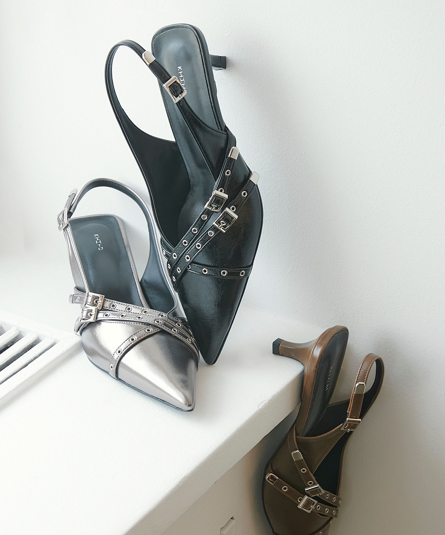 MUSINSA | KHIHO BELTED SLINGBACK / BLACK
