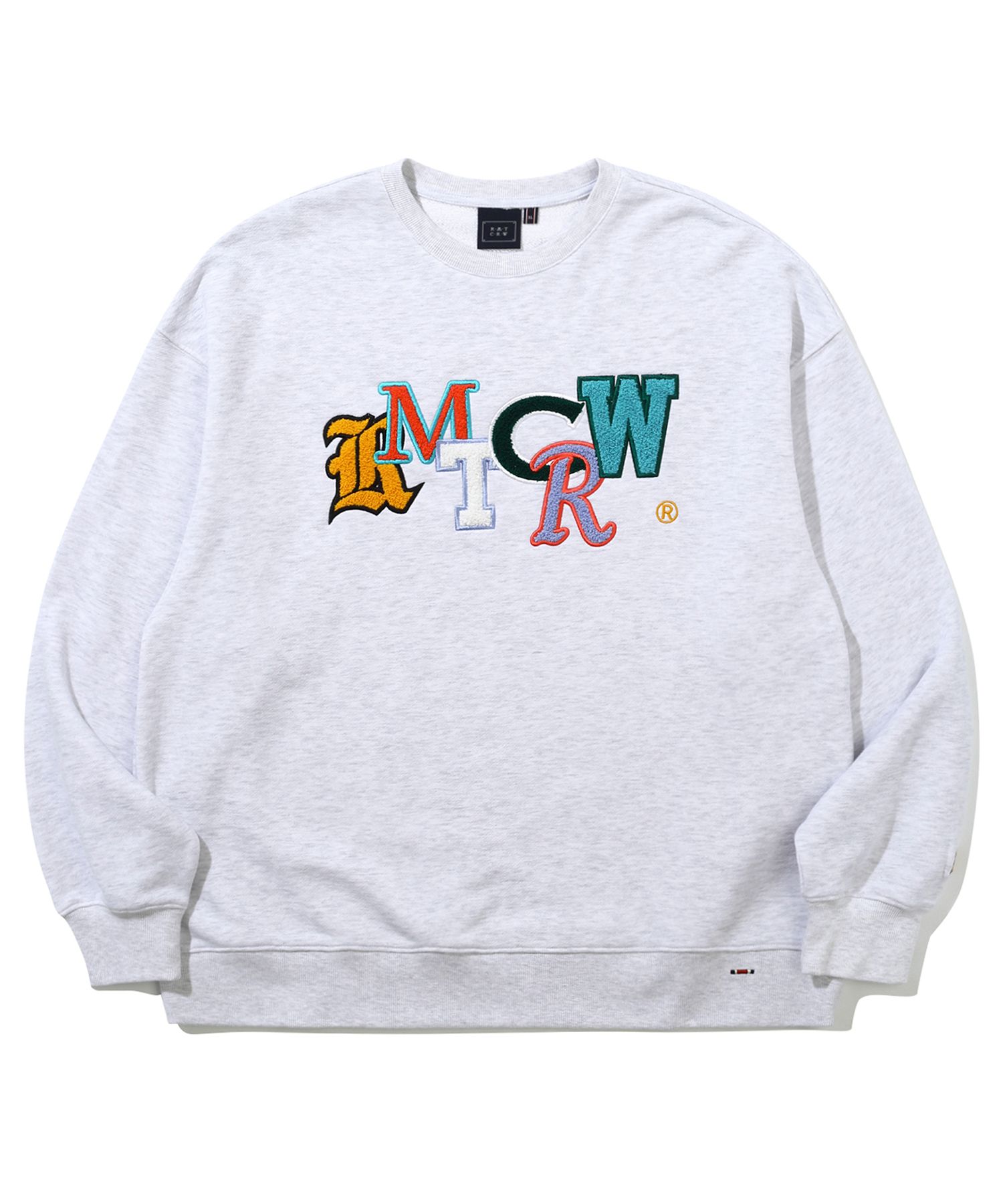 さらに100円引き◆ROMANTIC CROWN◆OUT FONT LOGO CREWNECK MUSINSA公式 | ROMANTIC CROWN Out font logo crew neck_light gray